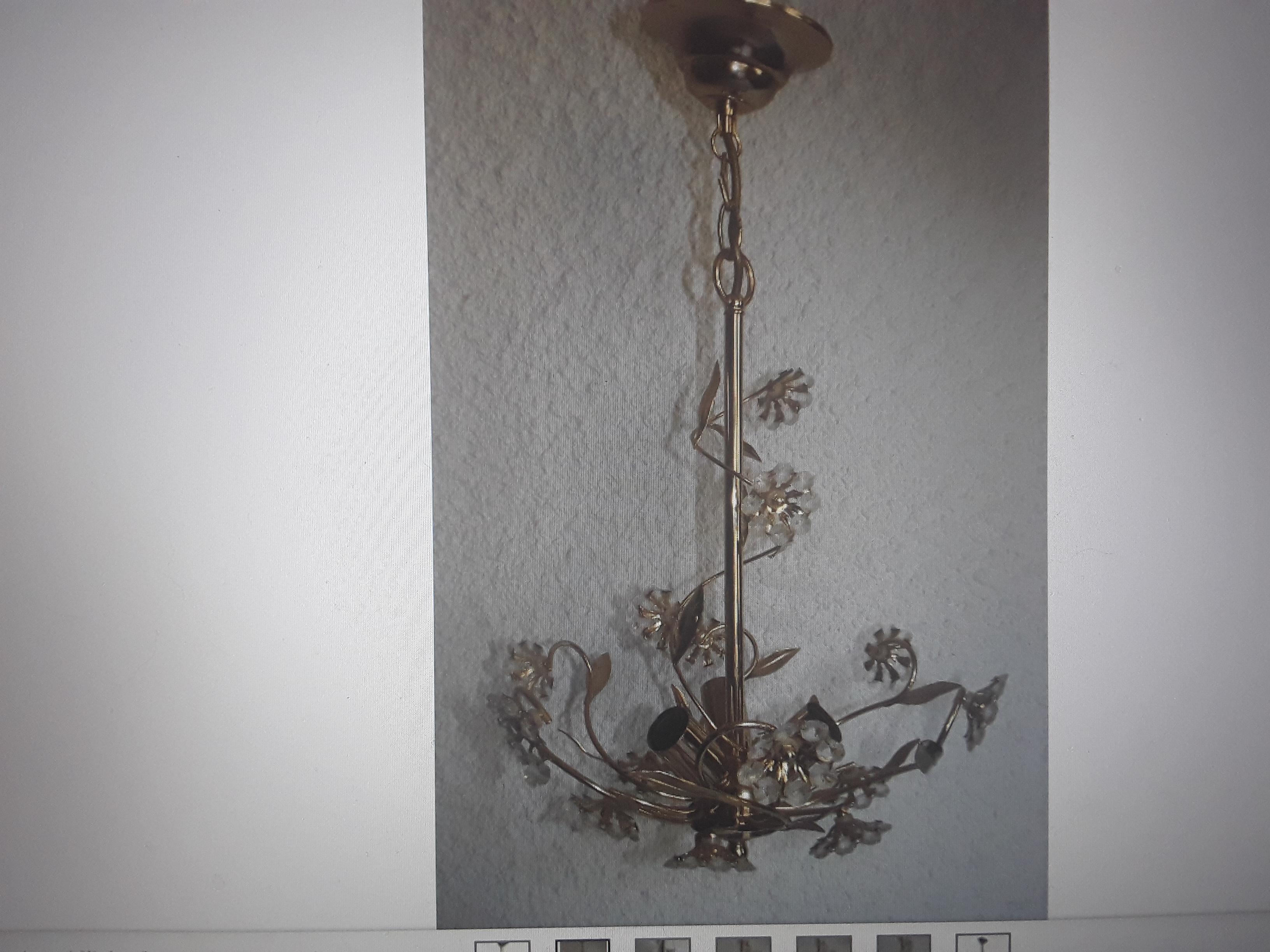 Österreichischer Kristall-Blumenkronleuchter in Blumenform von Palwa 24K, Mid-Century Modern, 1960er Jahre (Moderne der Mitte des Jahrhunderts) im Angebot