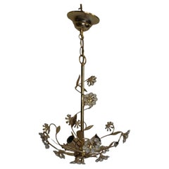 1960's Mid Century Modern Austrian Crystal Flower Form Chandelier by Palwa 24K