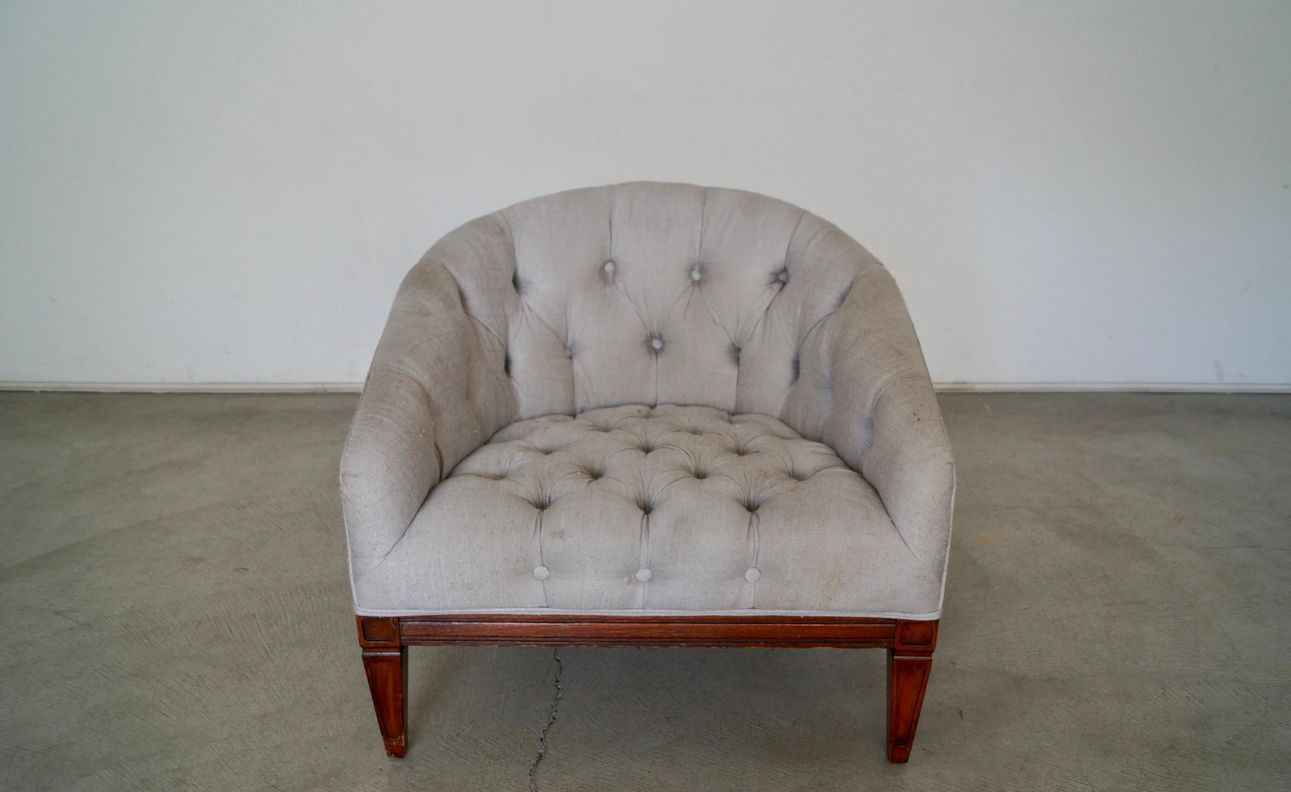 American 1960's Mid-Century Modern Barrel Back Lounge Chair For Sale