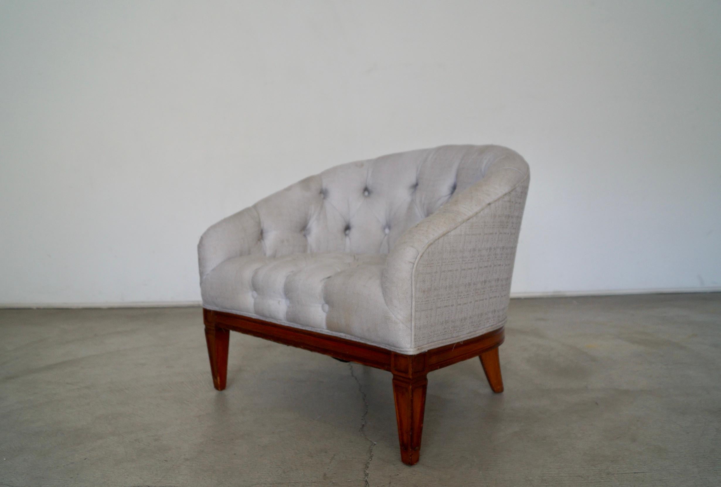 Wood 1960's Mid-Century Modern Barrel Back Lounge Chair For Sale