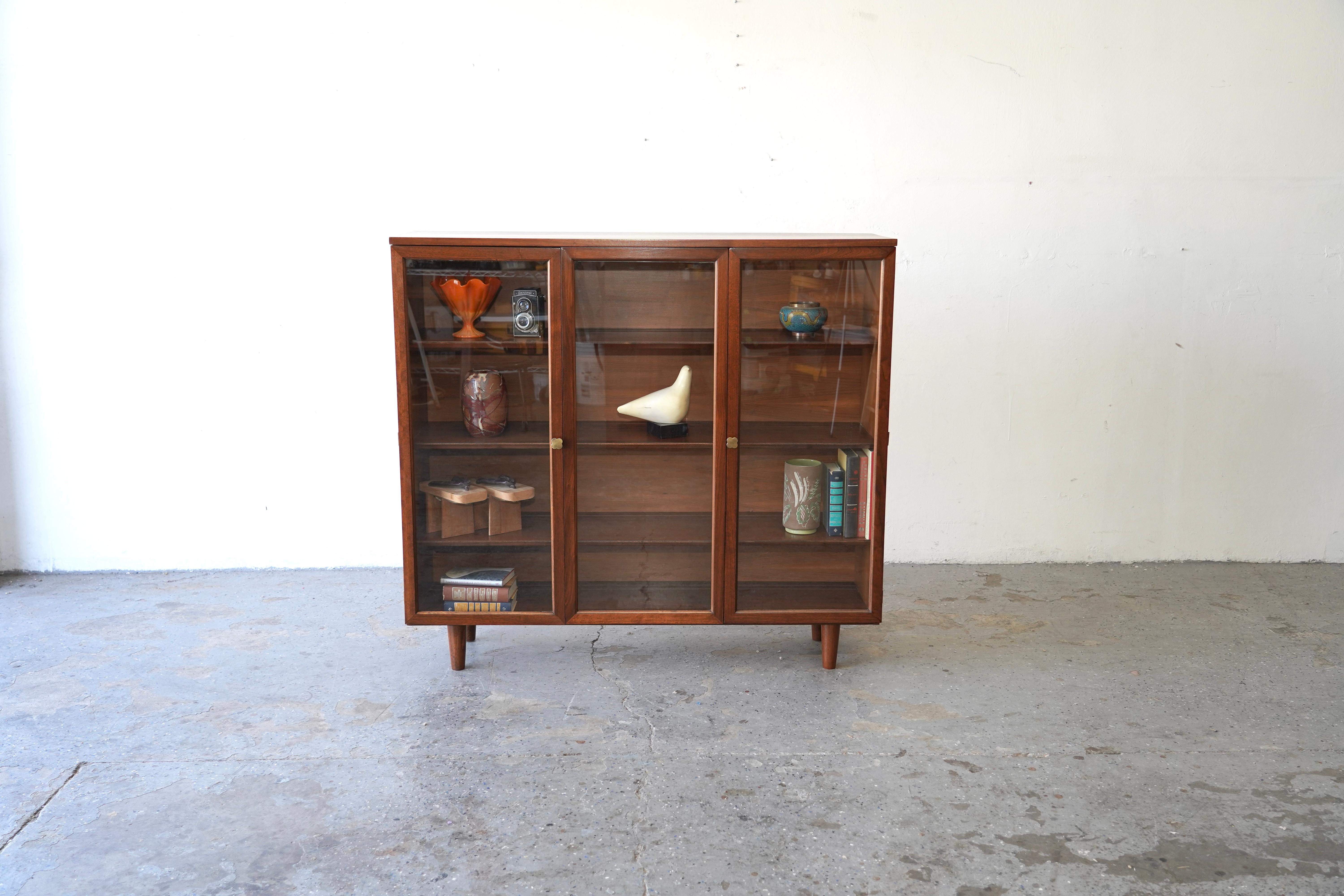 Walnut 1960s Mid Century Modern Basic Witz Bookcase Display Cabinet