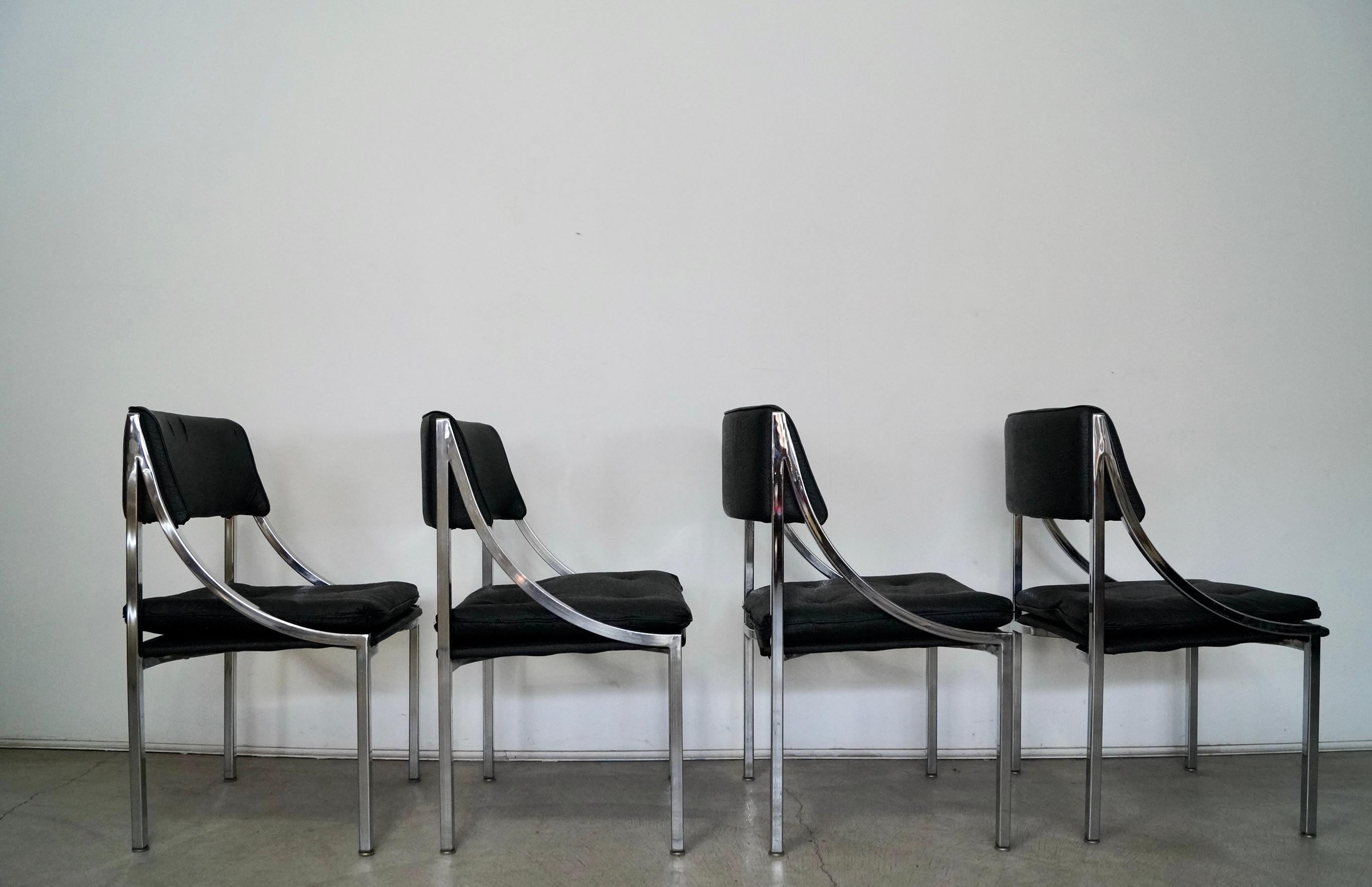 Chrome 1960's Mid-Century Modern Bauhaus Dining Chairs - Set of 4