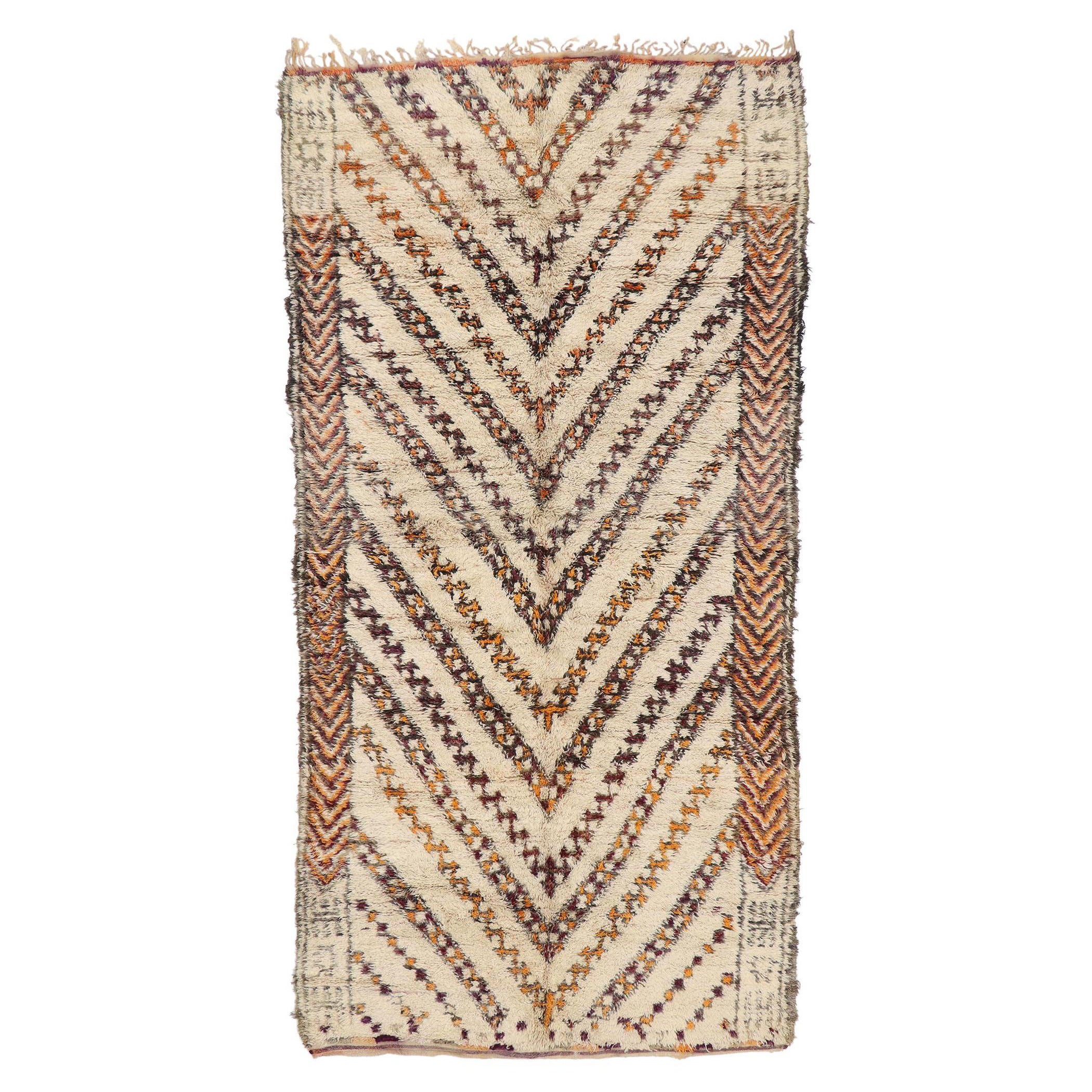 1960's Mid-Century Modern Berber Moroccan Beni Ourain Carpet, 06'04 x 12'08 For Sale