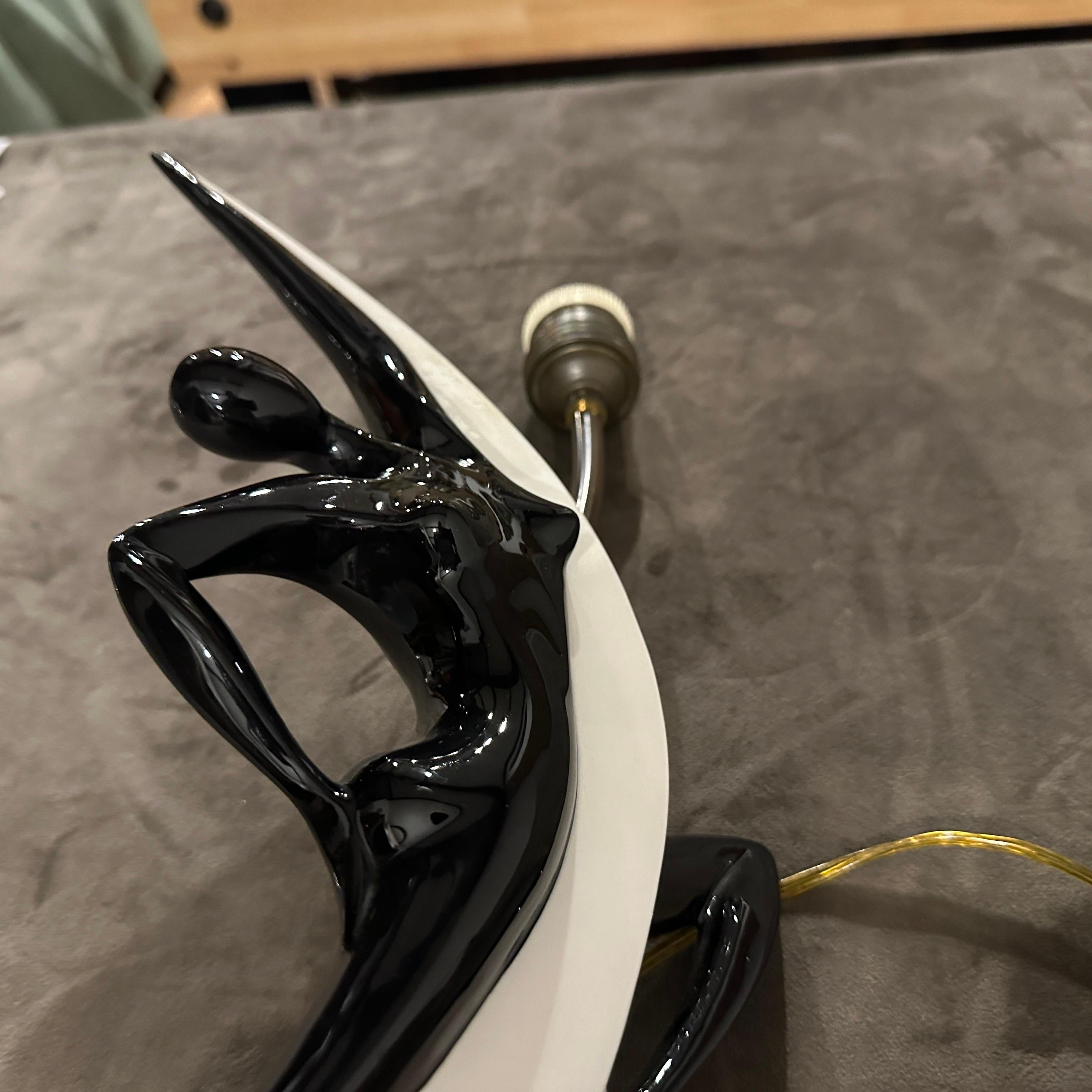 1960s Mid-Century Modern Black and White Ceramic Table Lamp by Italo Casini For Sale 2