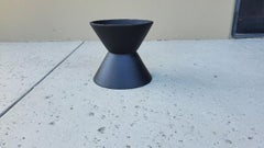 1960s Mid Century Modern Black USA Ceramic Double Coned Planter