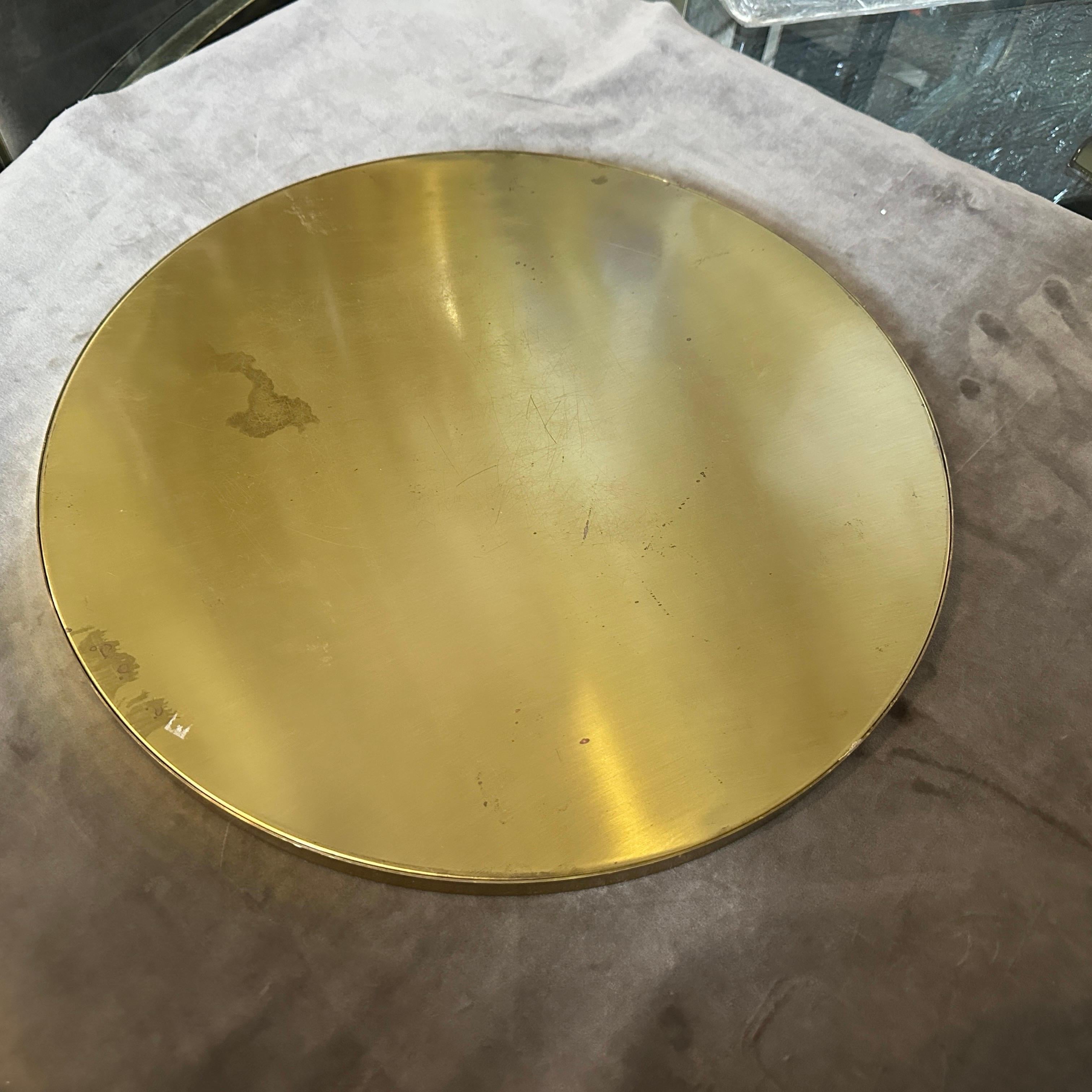 1960s Mid-century Modern Brass and Glass Round Italian Serving Gallery Tray For Sale 6
