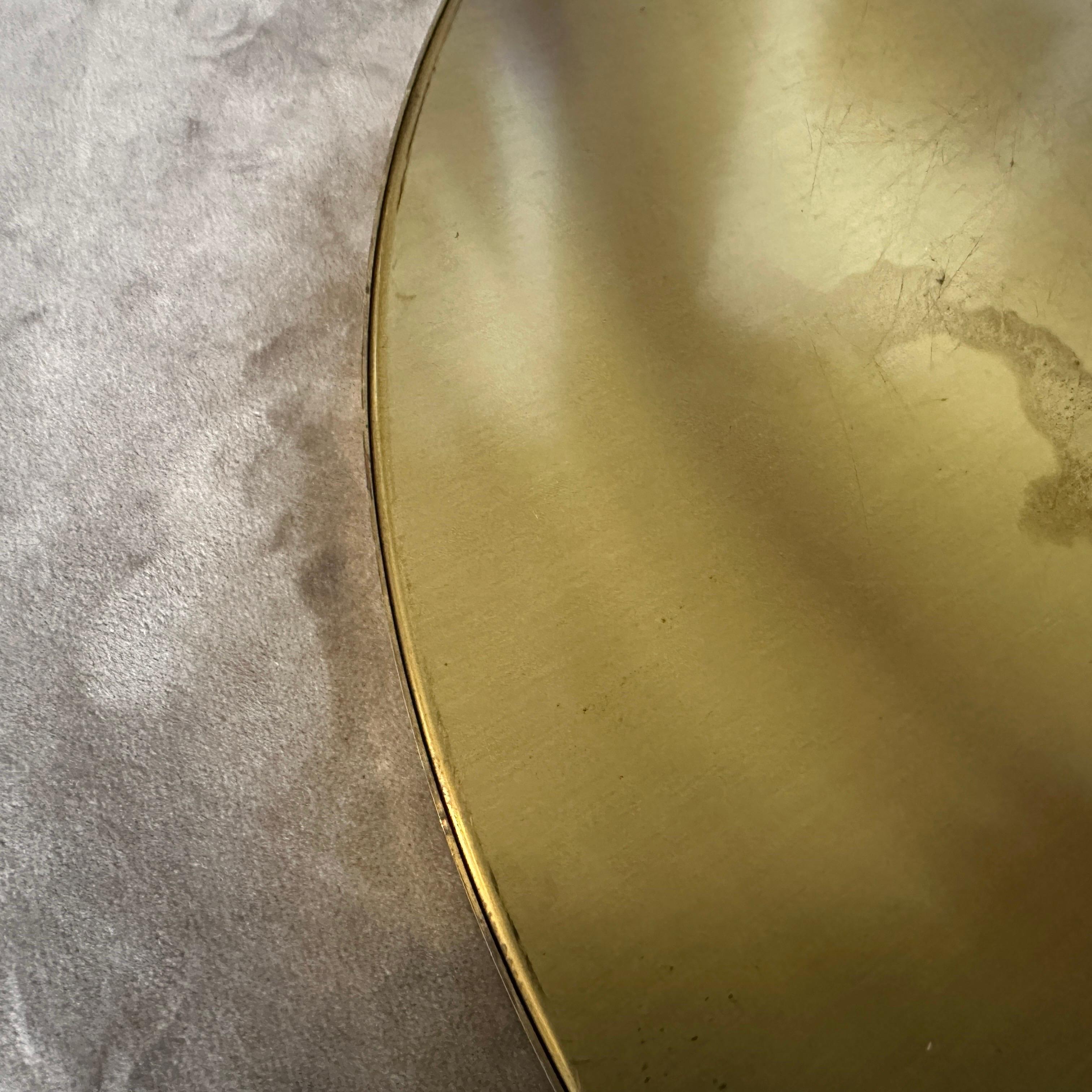 1960s Mid-century Modern Brass and Glass Round Italian Serving Gallery Tray For Sale 7