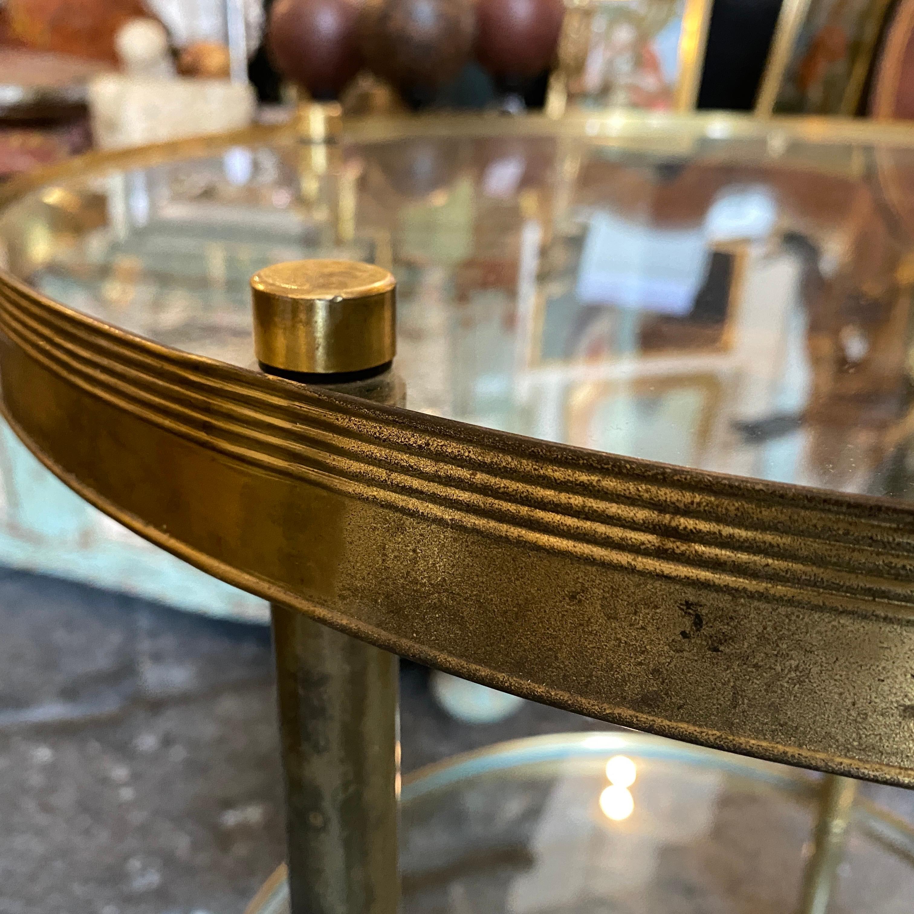 1960s Mid-century Modern Brass and Heavy Glass Italian Bar Cart 5