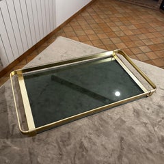 Bandeja para servir italiana de latón y cristal ahumado de mediados de siglo de 1960 by MB