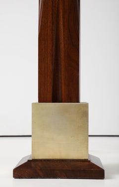 1960's Mid-Century Modern Brass And Walnut Table Lamps Attributed To Laurel