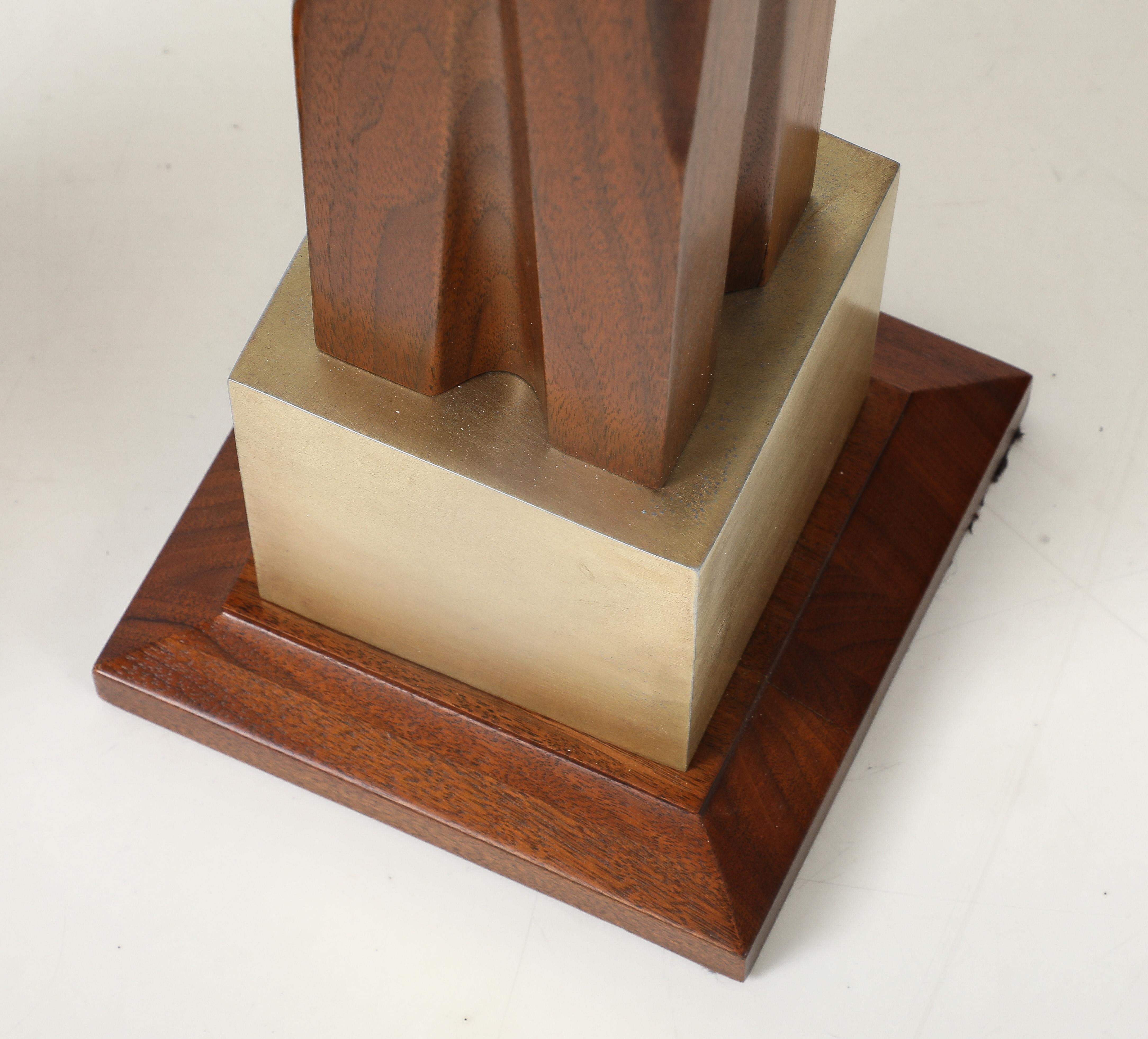 Mid-20th Century 1960's Mid-Century Modern Brass And Walnut Table Lamps Attributed To Laurel For Sale
