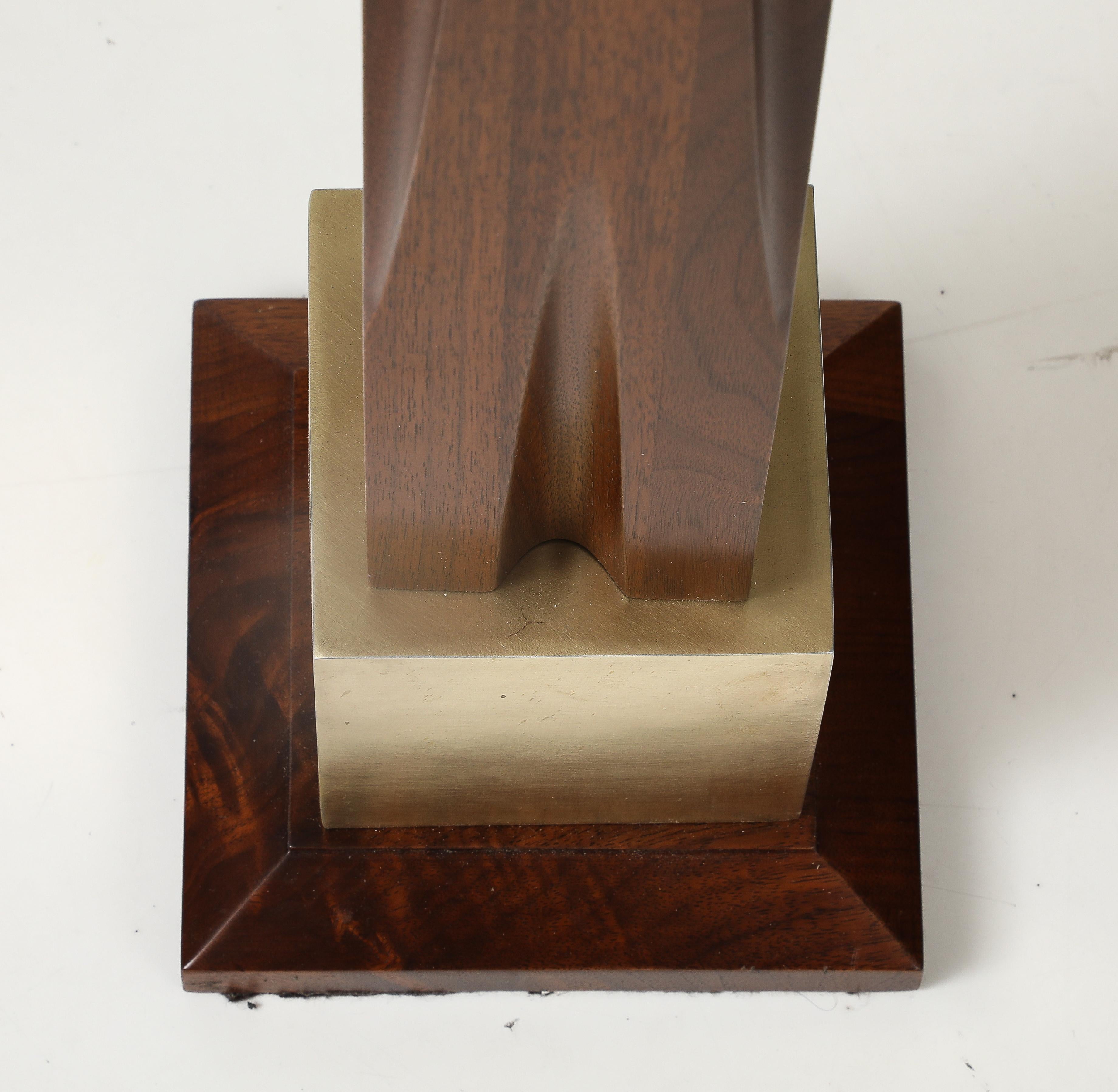1960's Mid-Century Modern Brass And Walnut Table Lamps Attributed To Laurel For Sale 1