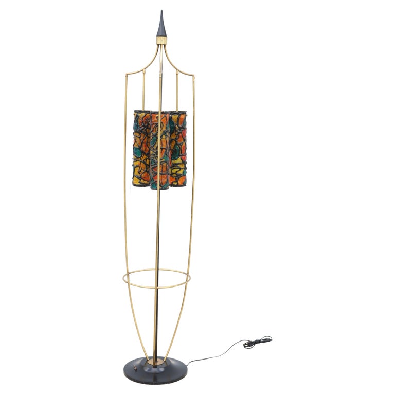 1960s Mid-Century Modern Brass and Wood French Floor Lamp For Sale at ...