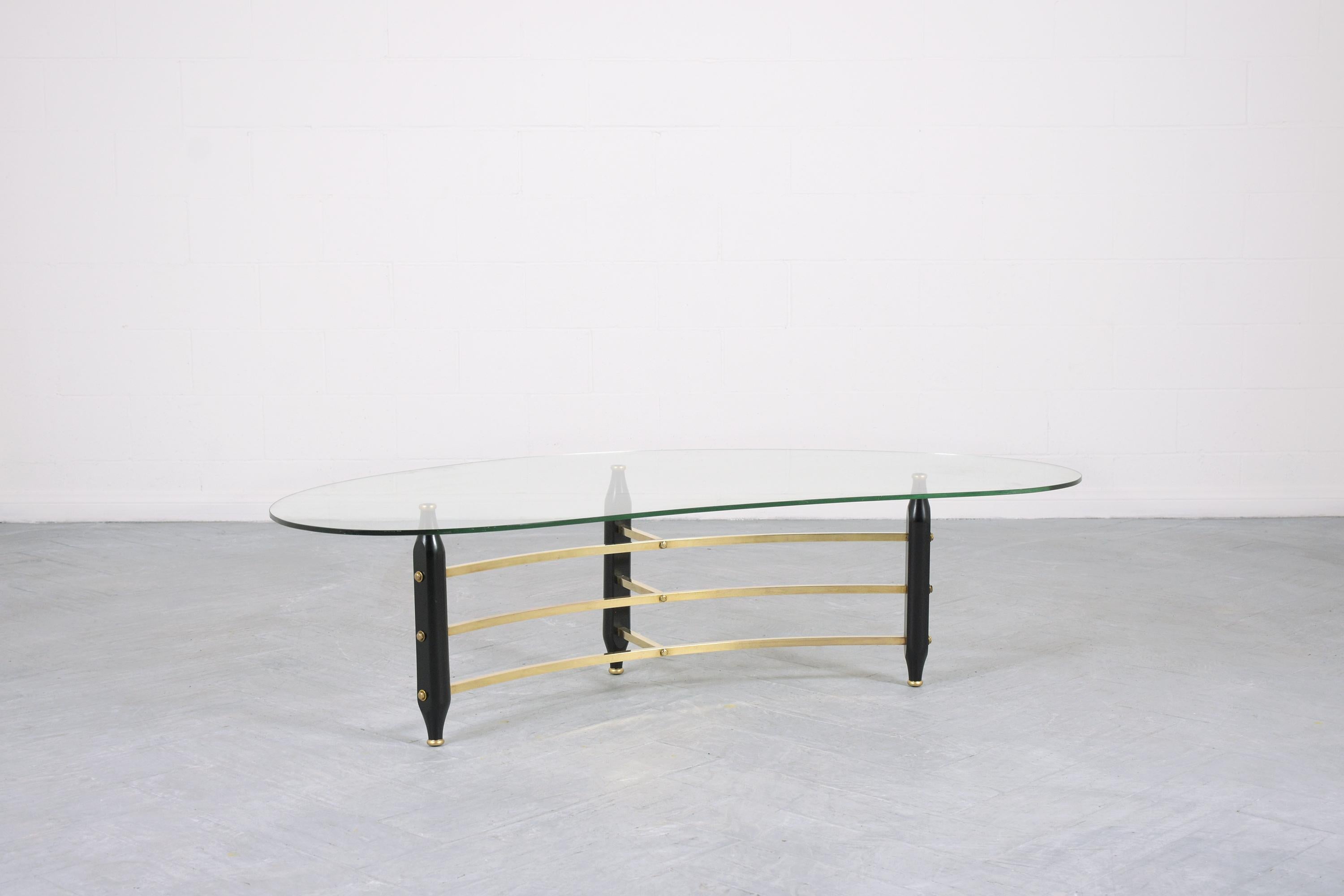 North American Mid-Century Modern Clear Glass Top Coffee Table