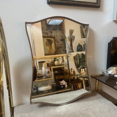 1960s Mid-century Modern Brass Italian Wall mirror in the manner of Gio Ponti