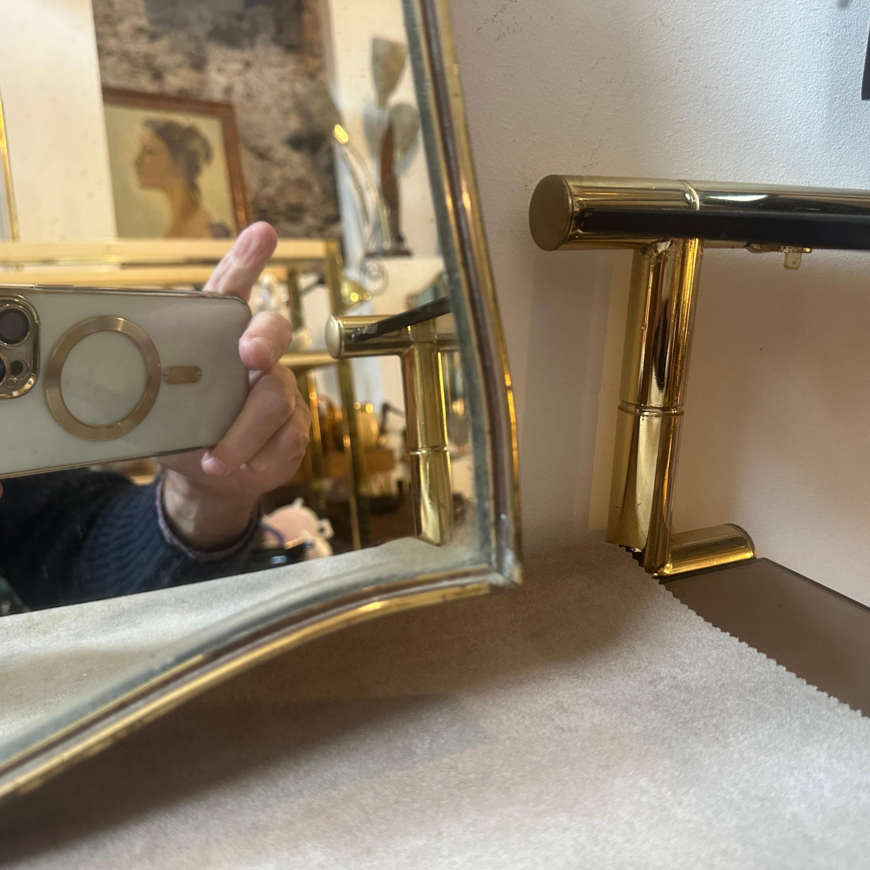 1960s Mid-century Modern Brass Italian Wall mirror in the manner of Gio Ponti For Sale 1