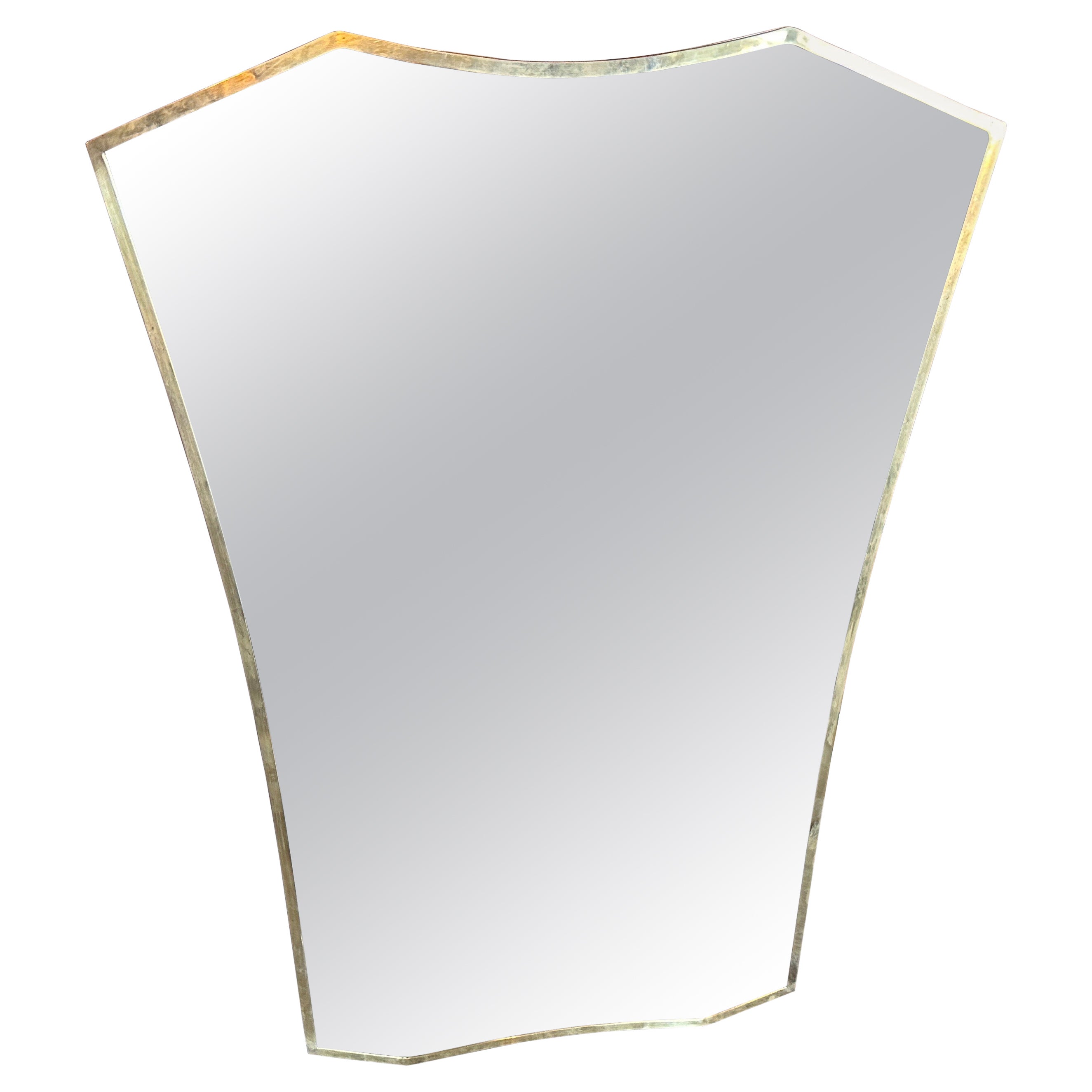 Miroir mural italien en laiton mi-siècle moderne des années 1960 à la manière de Gio Ponti