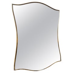 1960s Mid-century Modern Brass Italian Wall mirror in the manner of Gio Ponti
