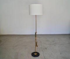 1960's Mid-Century Modern Brass & Marble Adjustable Floor Lamp