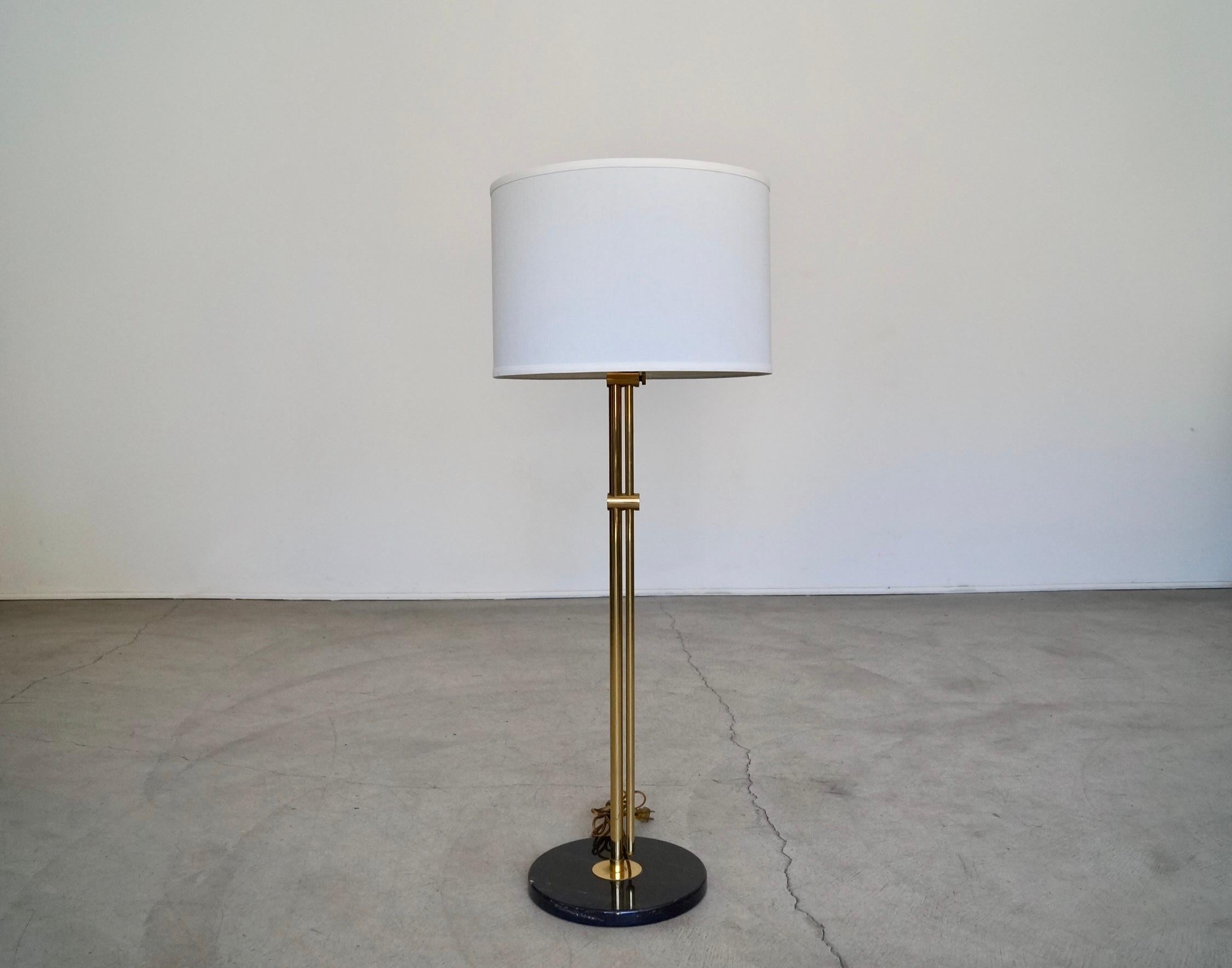 1960's Mid-Century Modern Brass & Marble Adjustable Floor Lamp For Sale 1