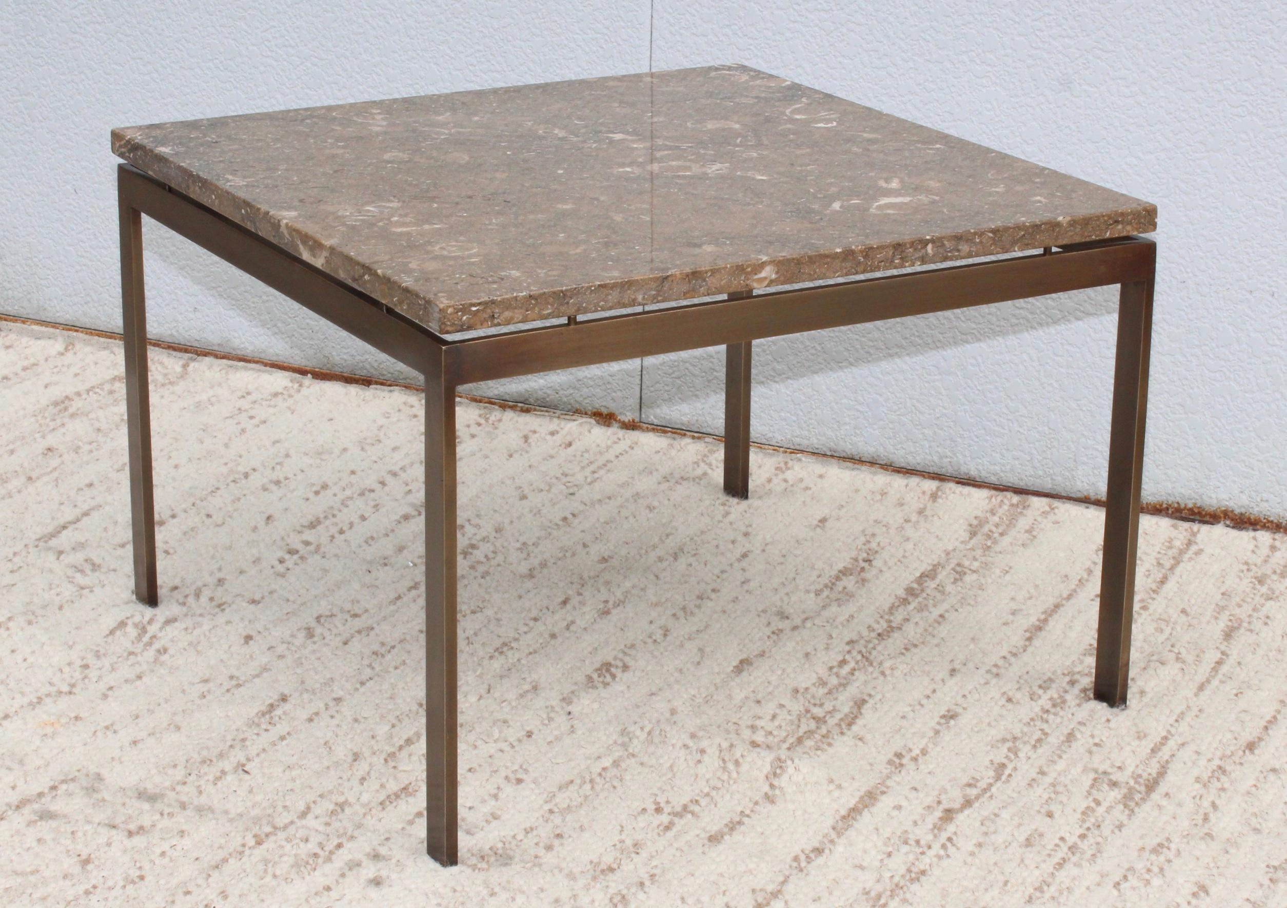 Mid-20th Century 1960's Mid-Century Modern Bronze and Rosa Tica Marble Custom Made Coffee Table For Sale