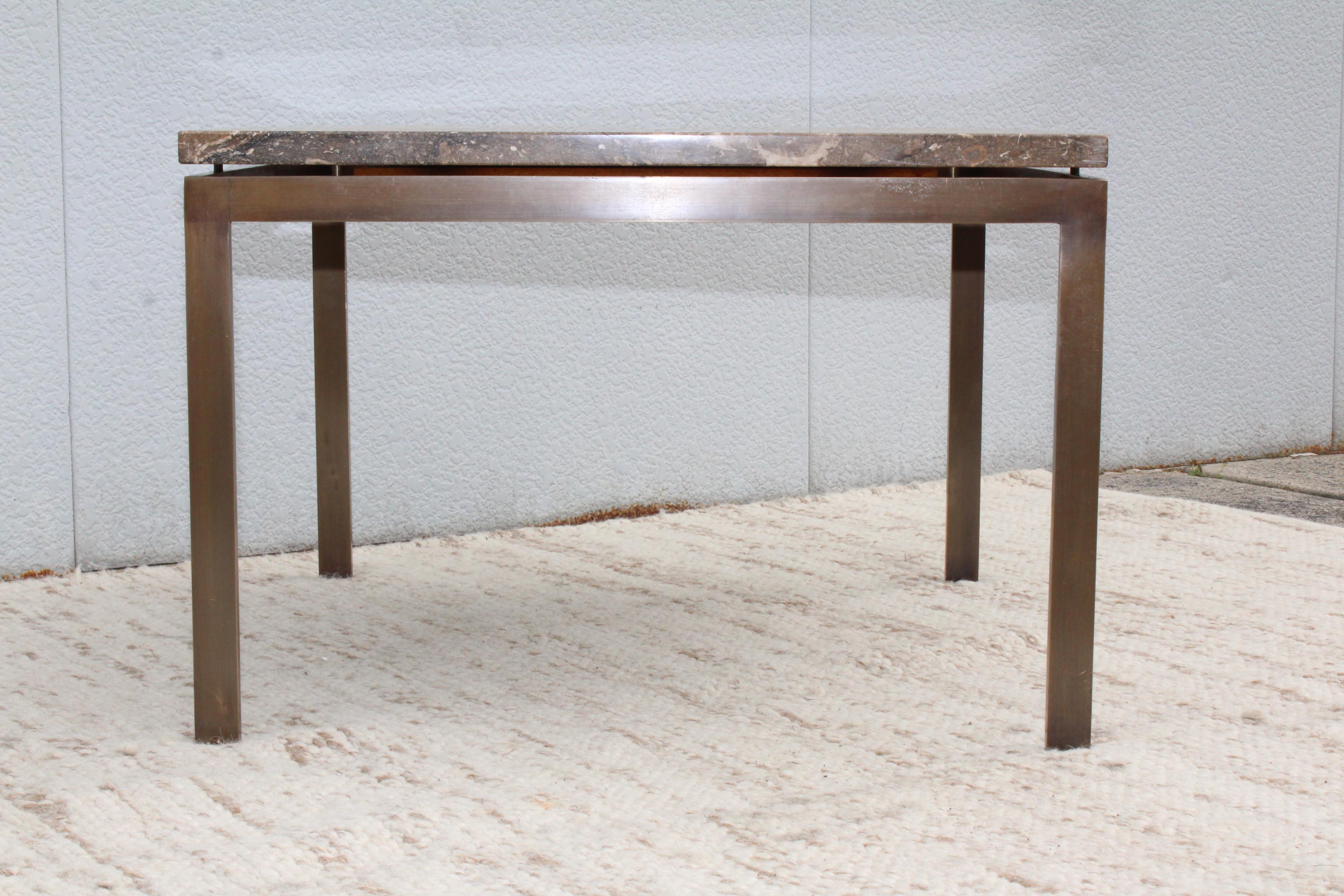1960's Mid-Century Modern Bronze and Rosa Tica Marble Custom Made Coffee Table For Sale 1