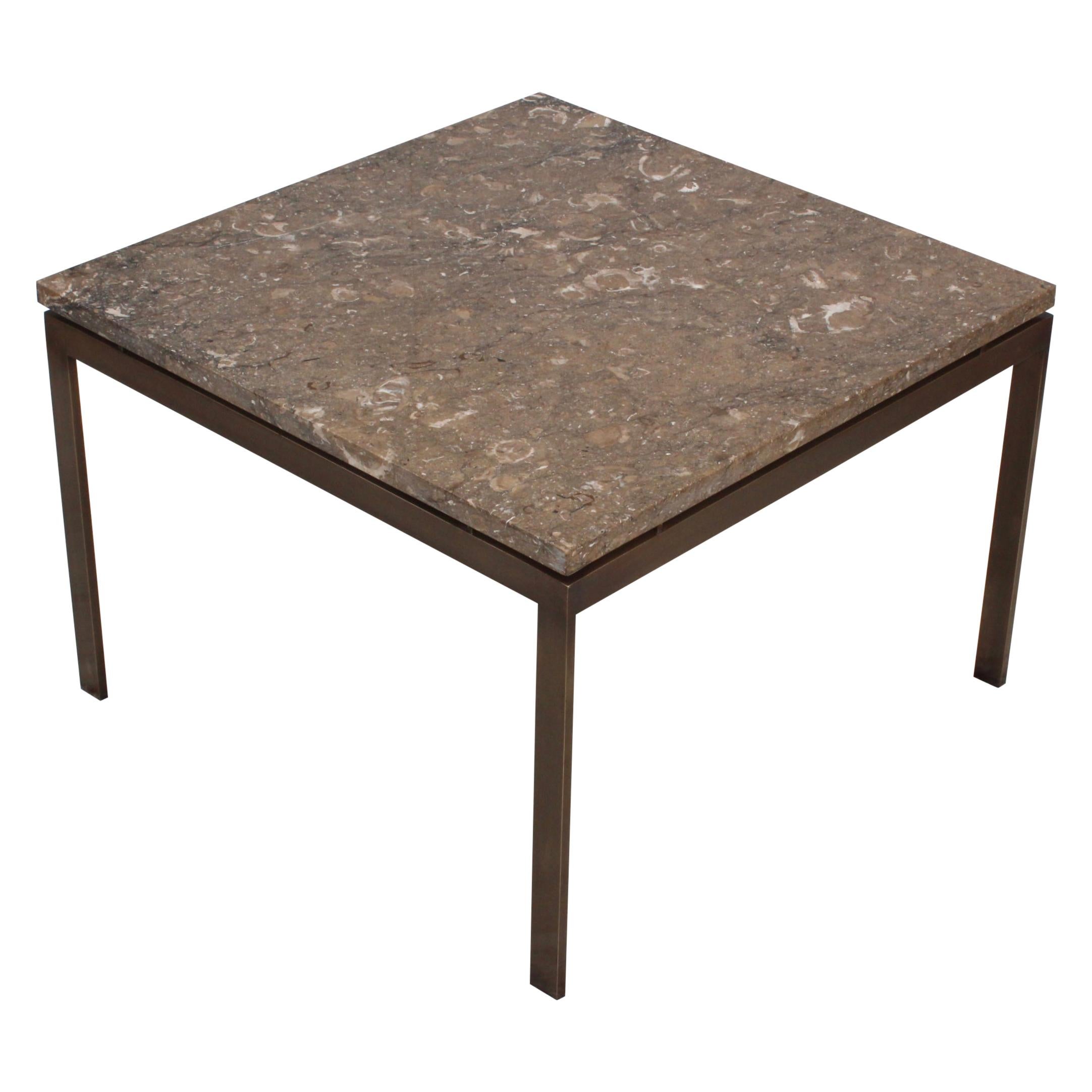 1960's Mid-Century Modern Bronze and Rosa Tica Marble Custom Made Coffee Table For Sale
