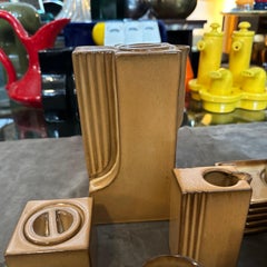 Juego de café de cerámica marrón de Ernestine Salerno, moderno de mediados de siglo de 1960