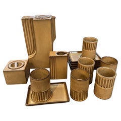 1960s Mid-Century Modern Brown Ceramic Set by Ernestine Salerno