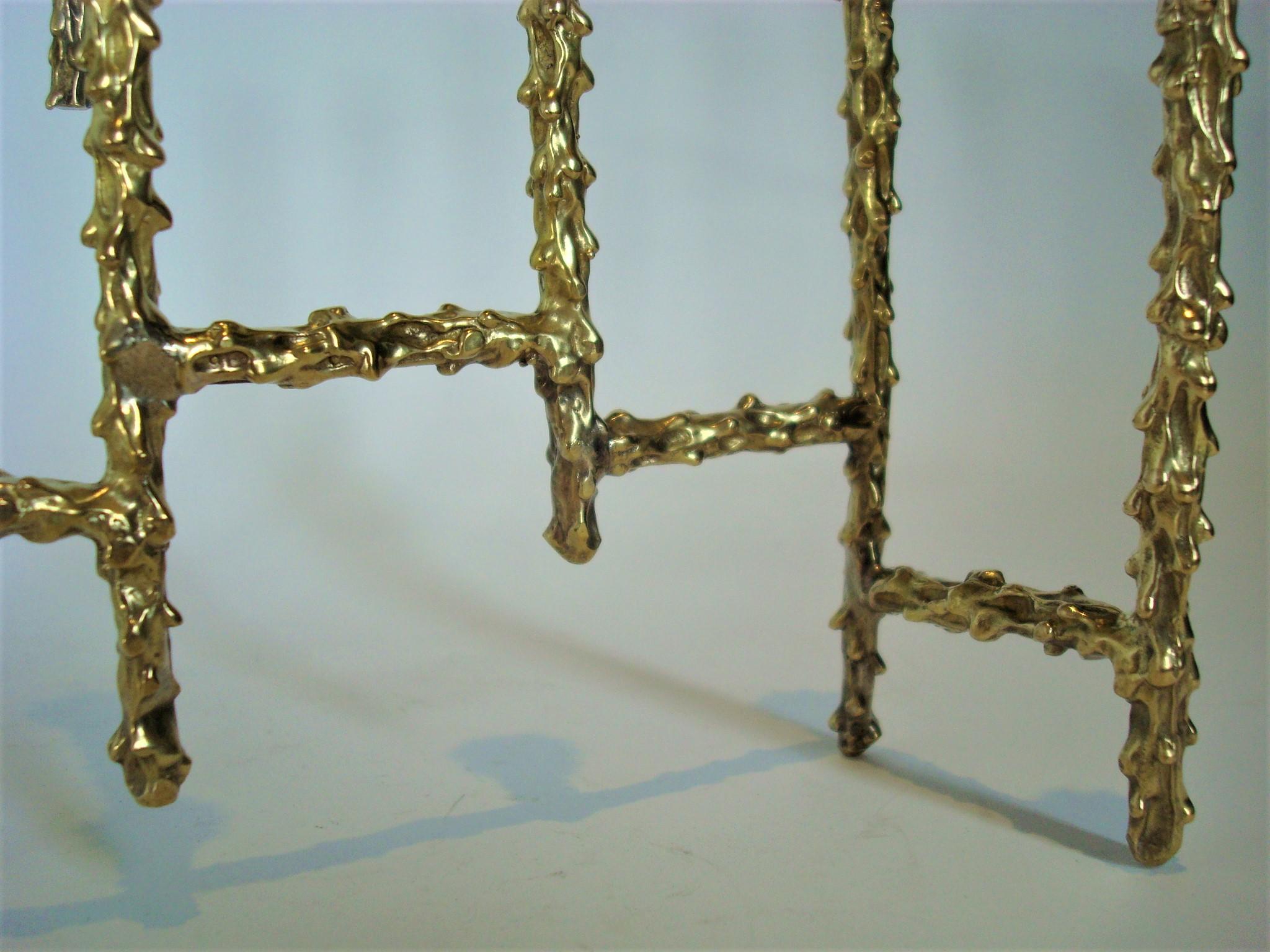 Unknown 1960s Mid-Century Modern Brutalist Brass Candleholder Menorah