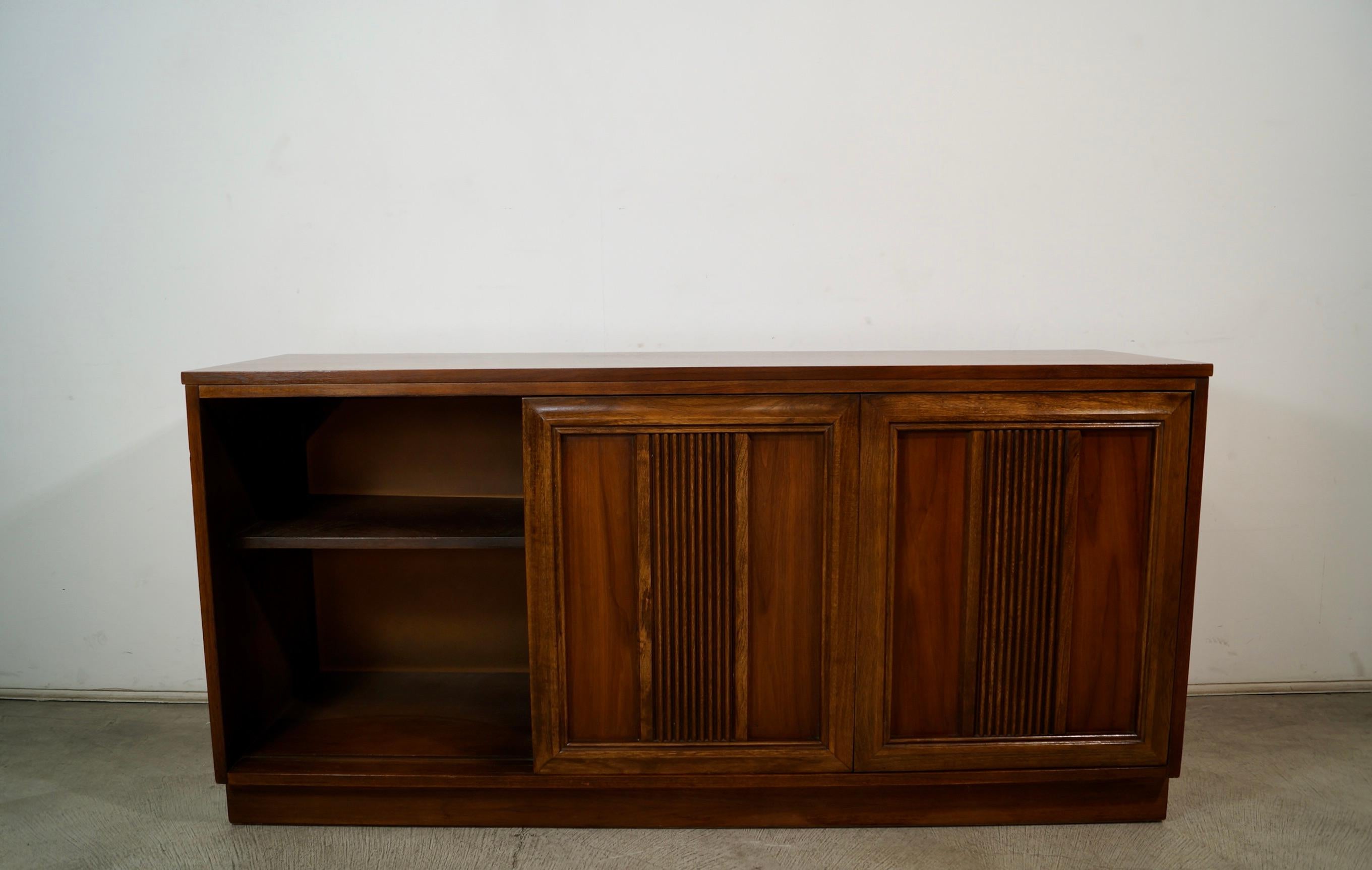 American 1960's Mid-Century Modern Brutalist Walnut Credenza / Sideboard For Sale