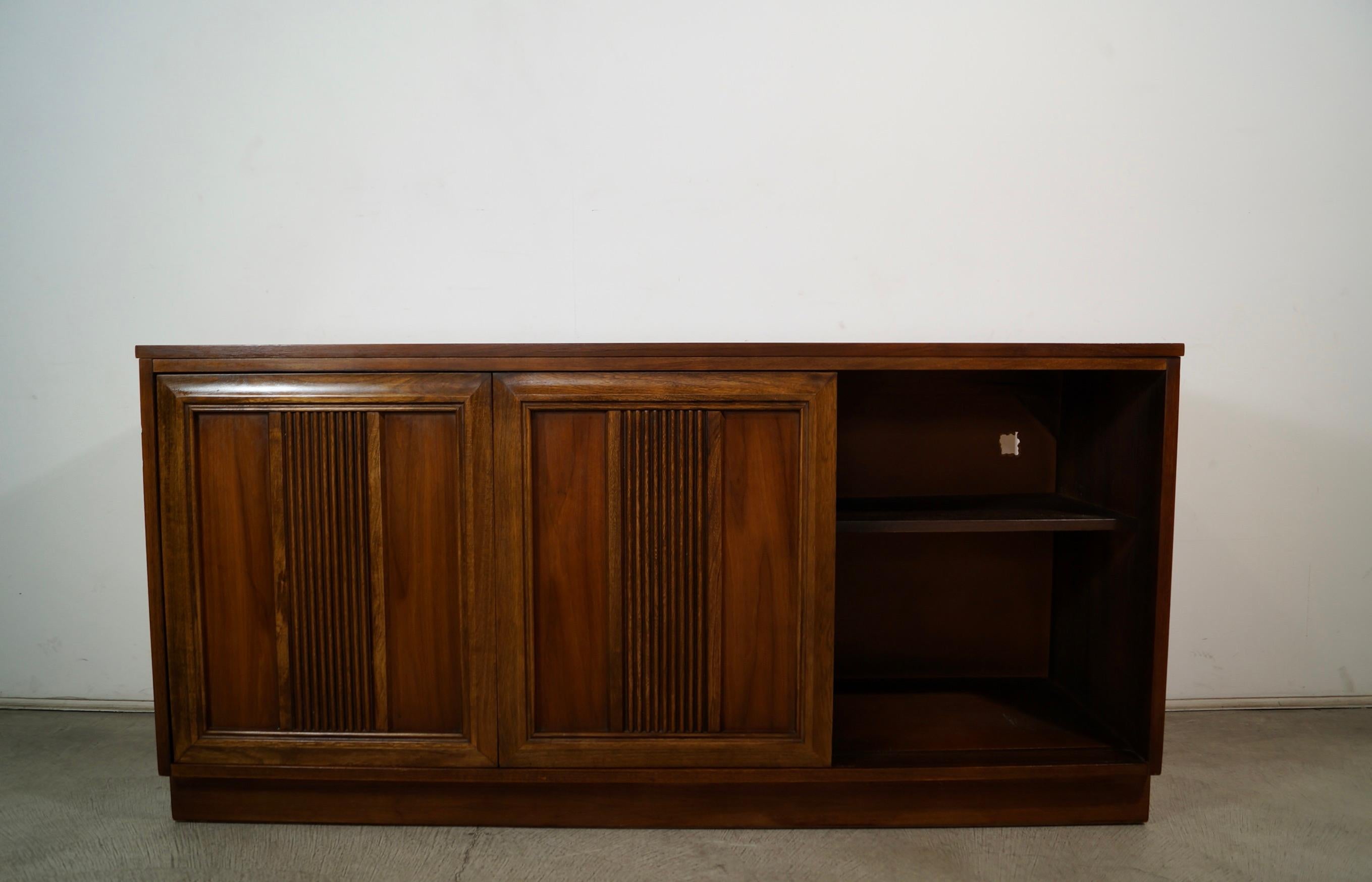 Mid-20th Century 1960's Mid-Century Modern Brutalist Walnut Credenza / Sideboard For Sale