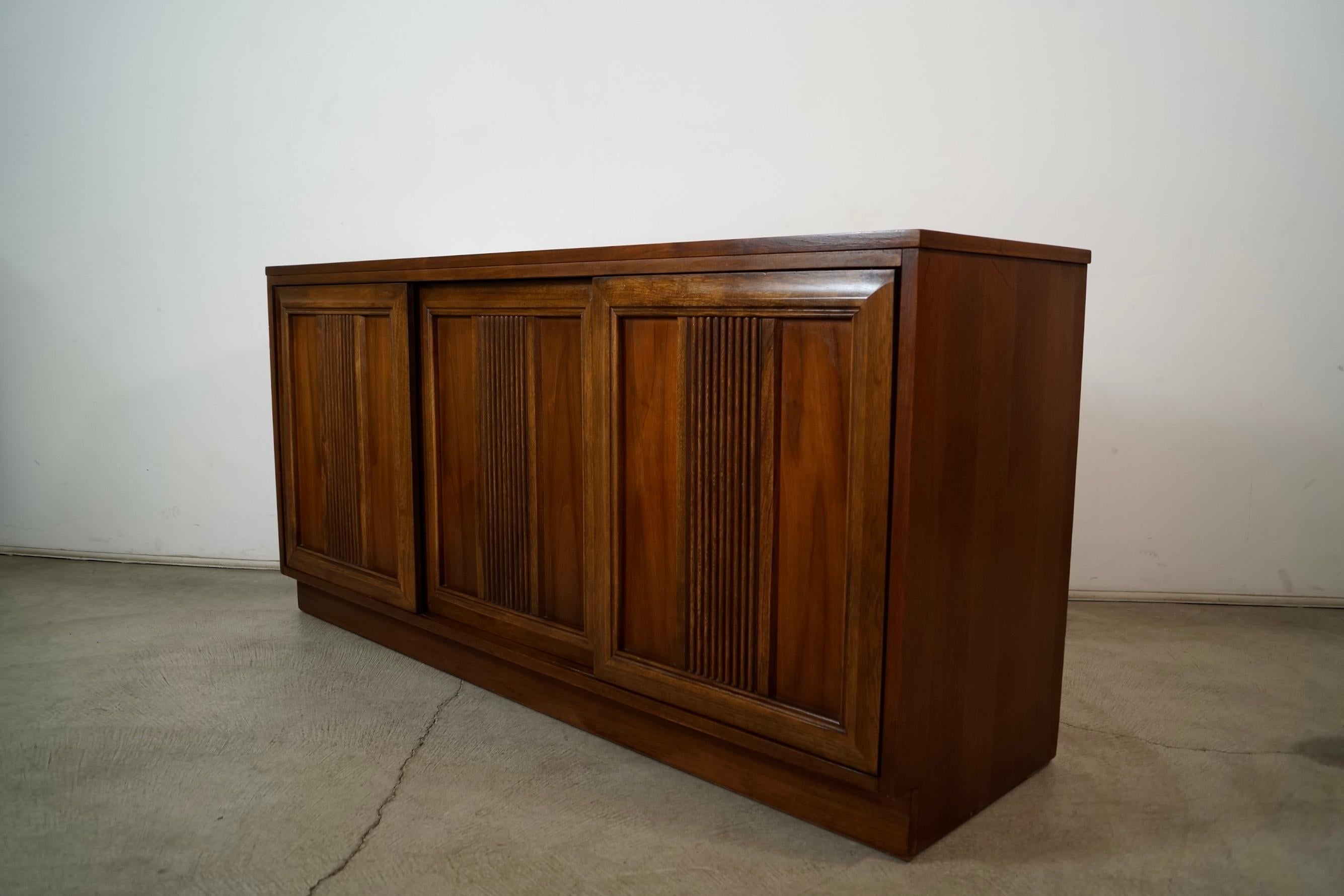 1960's Mid-Century Modern Brutalist Walnut Credenza / Sideboard For Sale 2