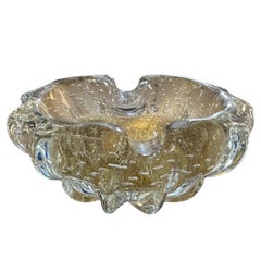 1960s Mid-Century Modern Bullicante Gold and Transparent Murano Glass Ashtray