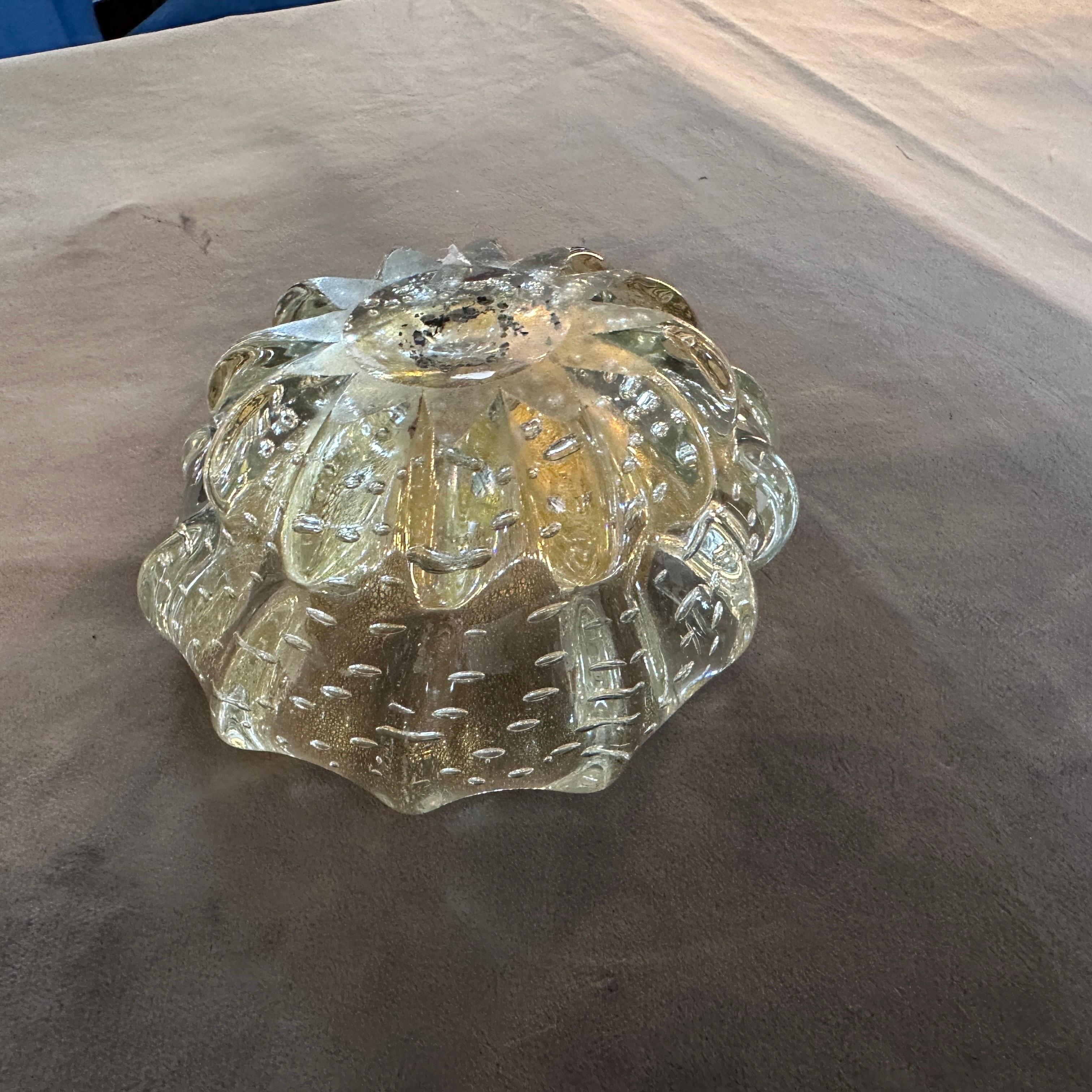 20th Century 1960s Mid-Century Modern Bullicante Gold and Transparent Murano Glass Ashtray