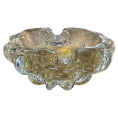 1960s Mid-Century Modern Bullicante Gold and Transparent Murano Glass Ashtray