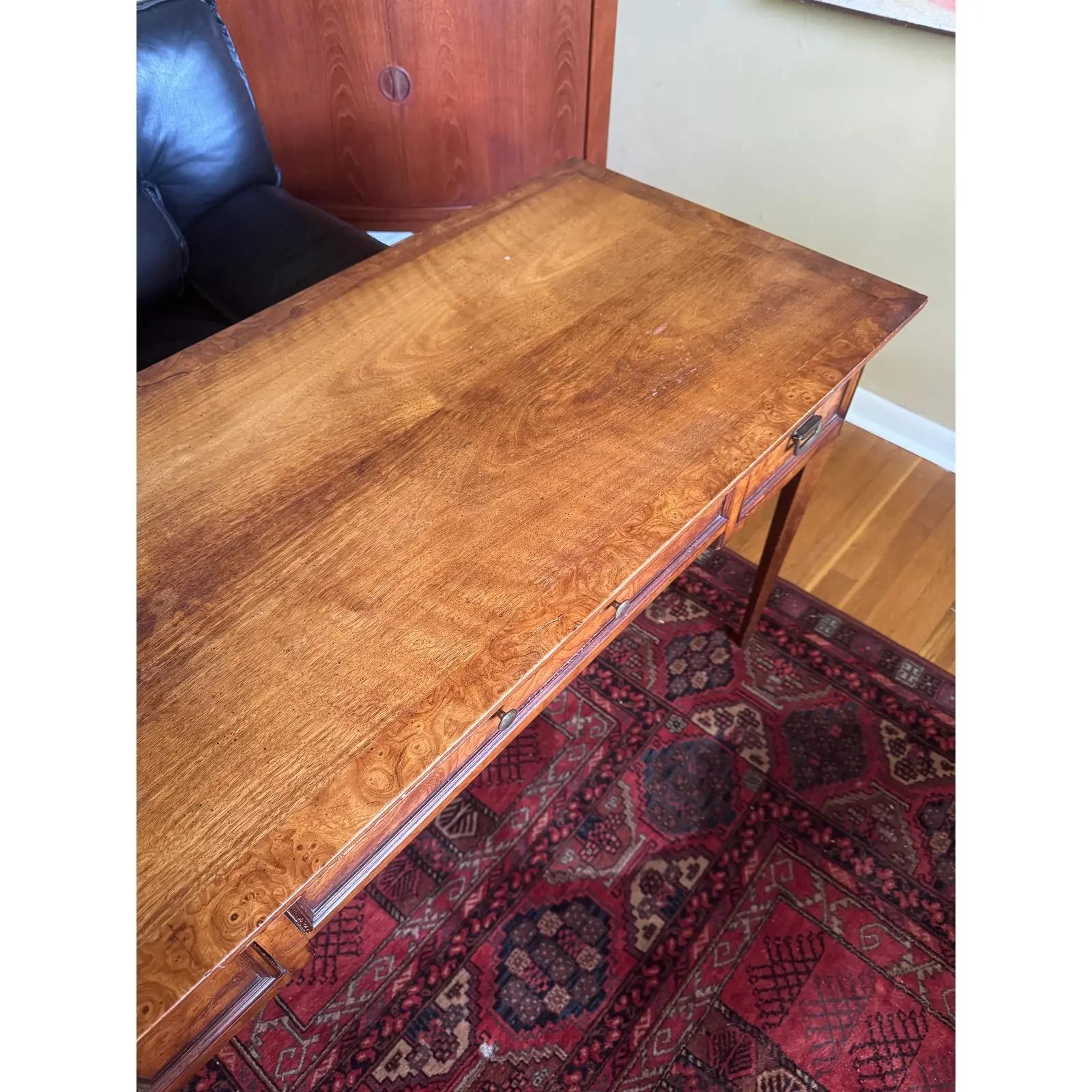 1960s Mid-Century Modern Burl Wood Writing Desk by Henredon In Good Condition In Elkton, MD