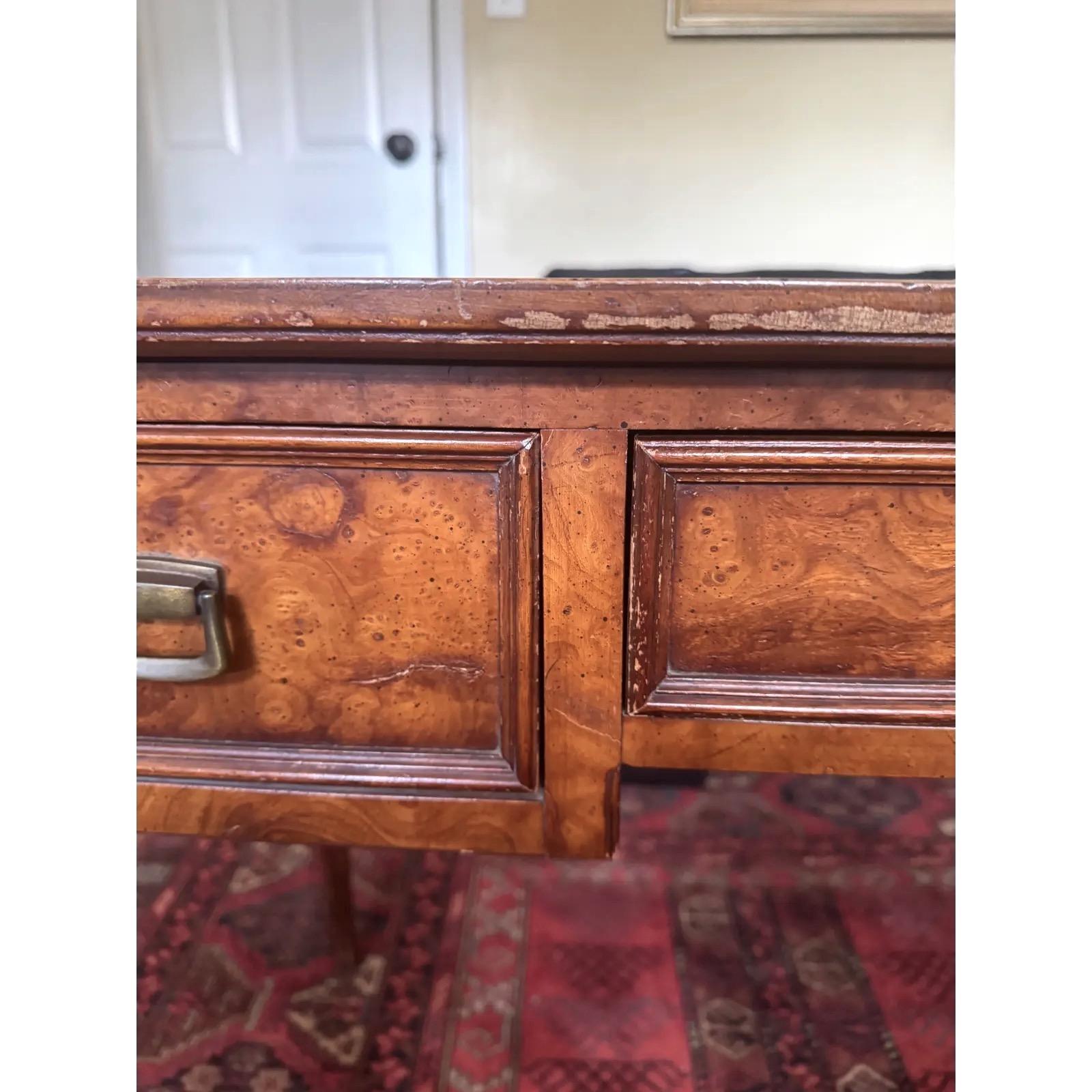 1960s Mid-Century Modern Burl Wood Writing Desk by Henredon 1