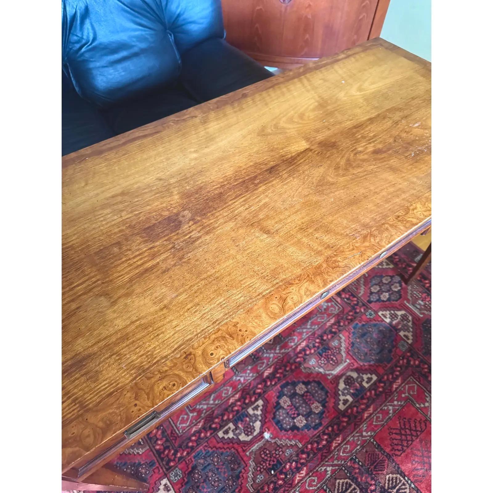 1960s Mid-Century Modern Burl Wood Writing Desk by Henredon 2