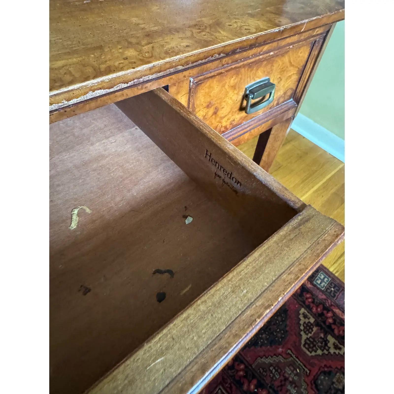 1960s Mid-Century Modern Burl Wood Writing Desk by Henredon 4