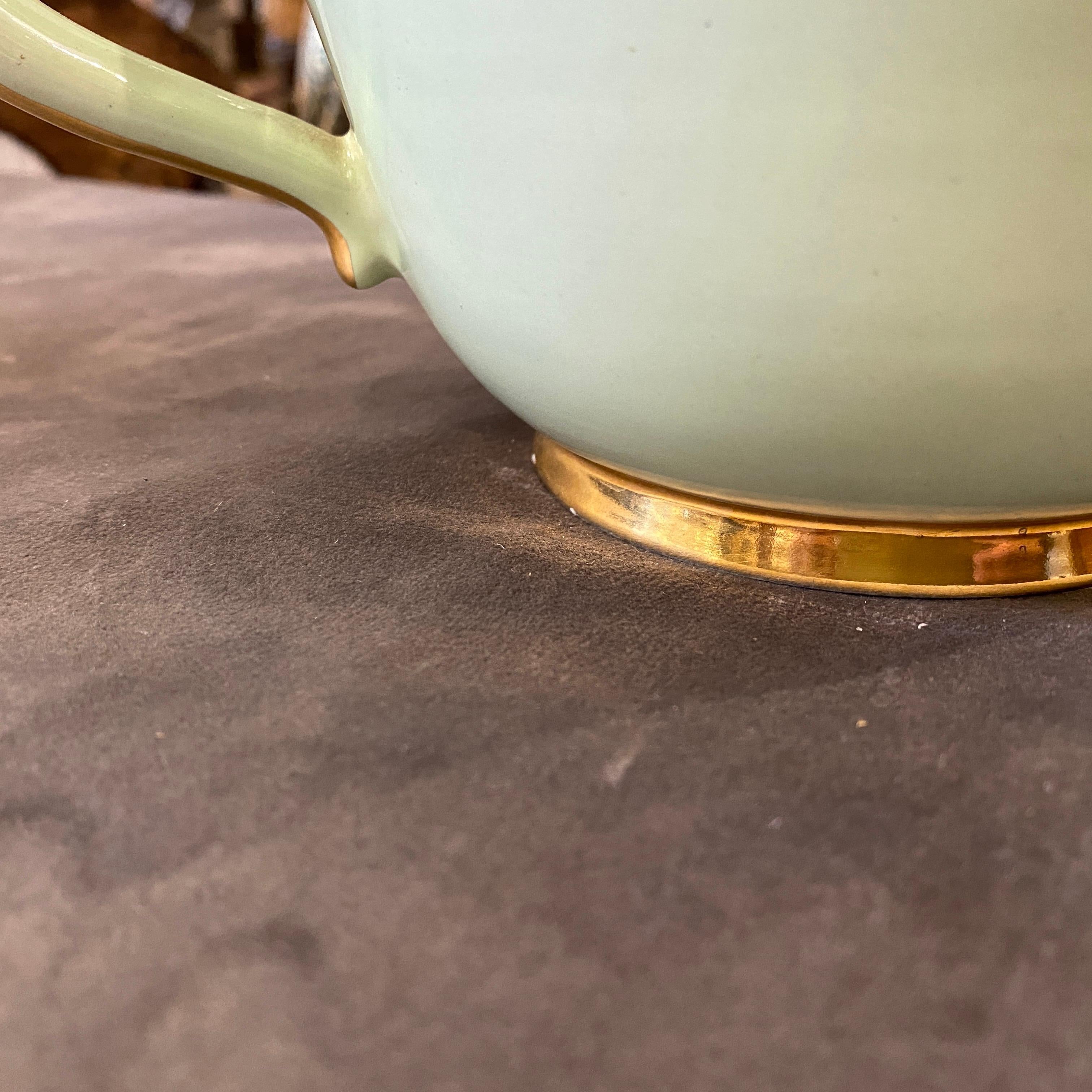 1960s Mid-Century Modern Grün und Gold Keramik Teekanne von Pucci Umbertide (Moderne der Mitte des Jahrhunderts) im Angebot