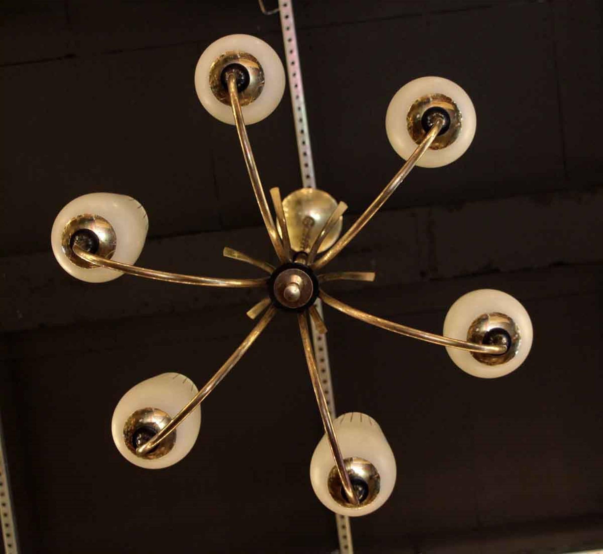 Mid-20th Century 1960s Mid-Century Modern Chandelier with Six Arms in a Polished Brass Finish