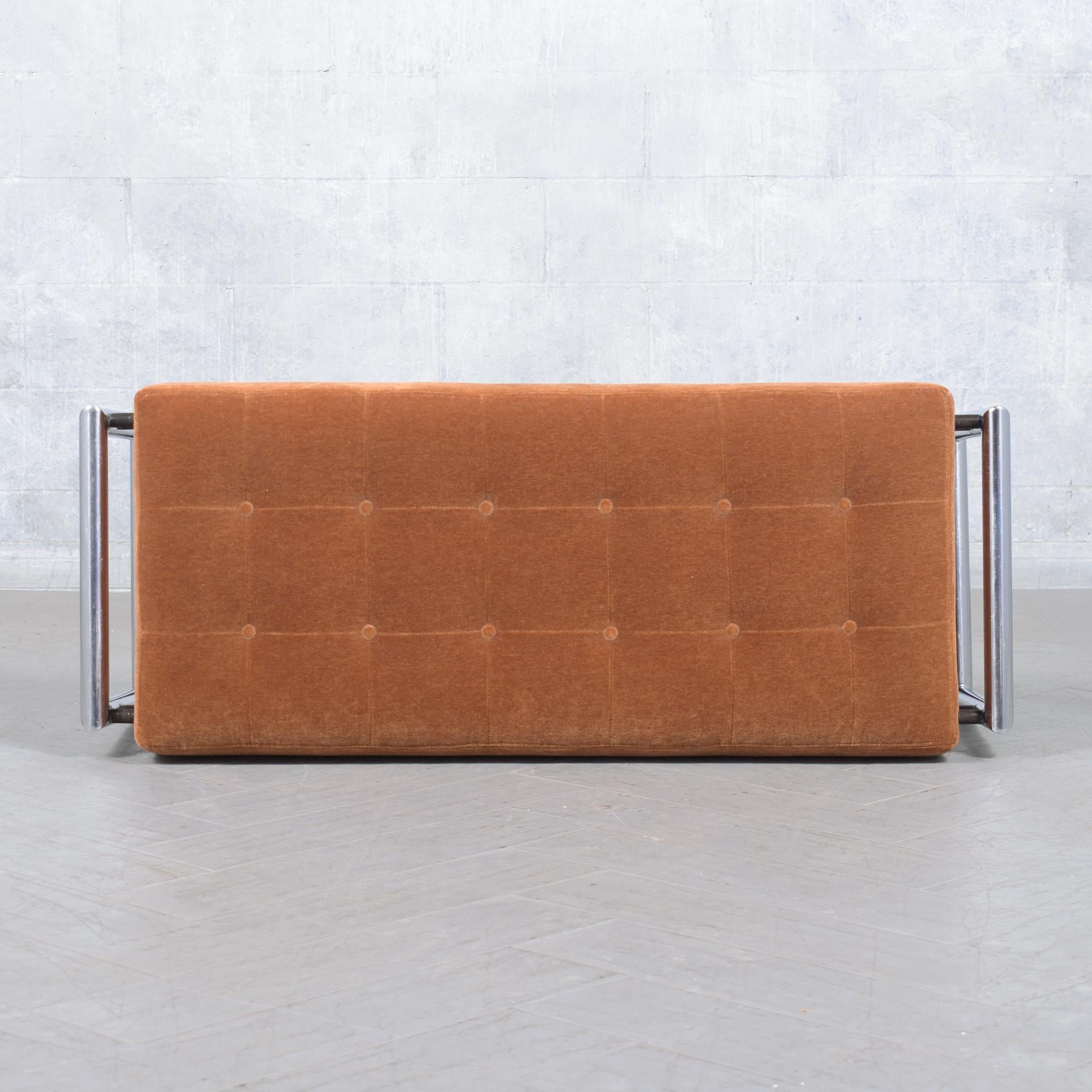 1960s Mid-Century Modern Chrome Bench with Mohair Velvet Upholstery 6