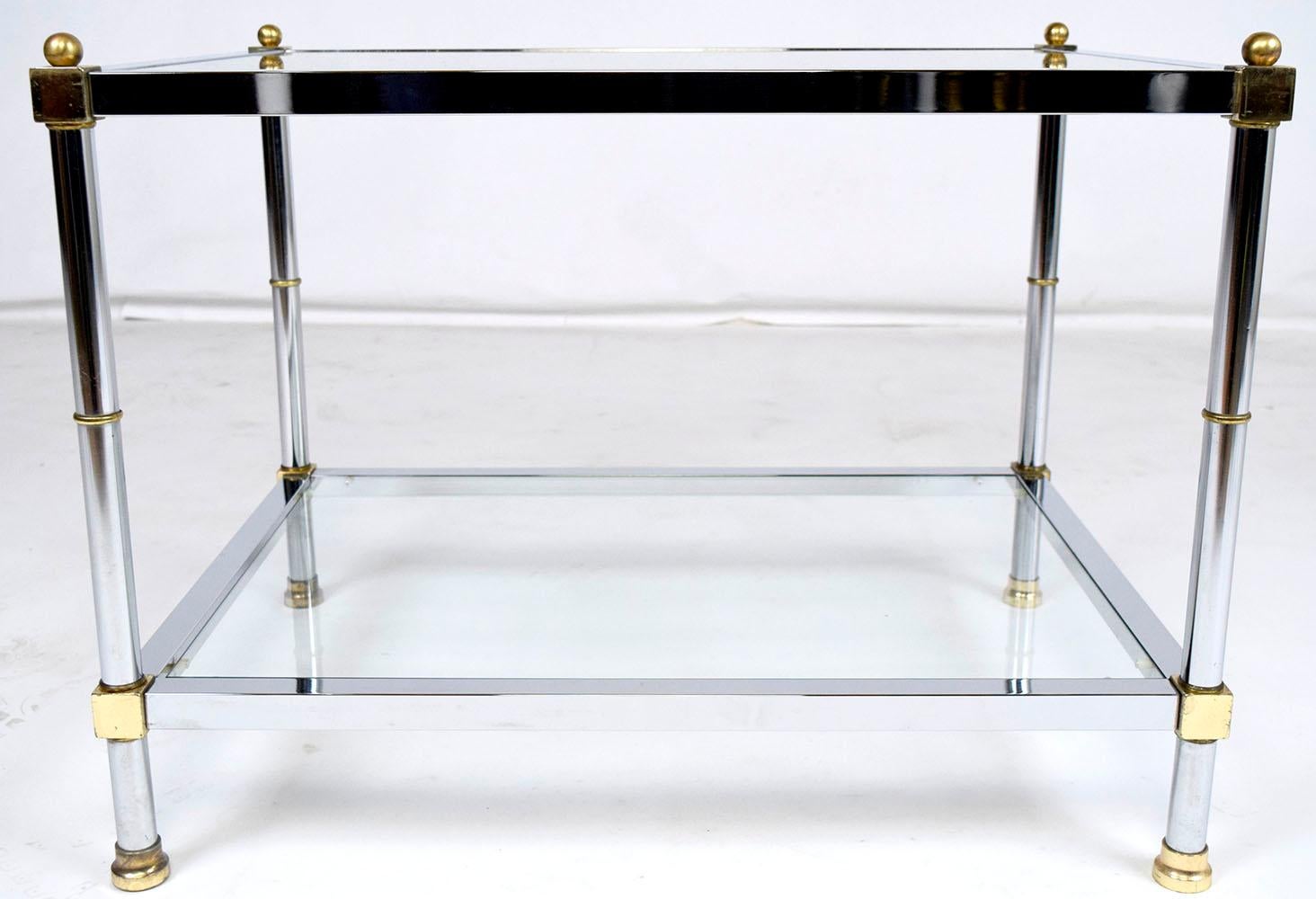 Hand-Crafted 1960 Mid-Century Modern Chrome Side Table For Sale