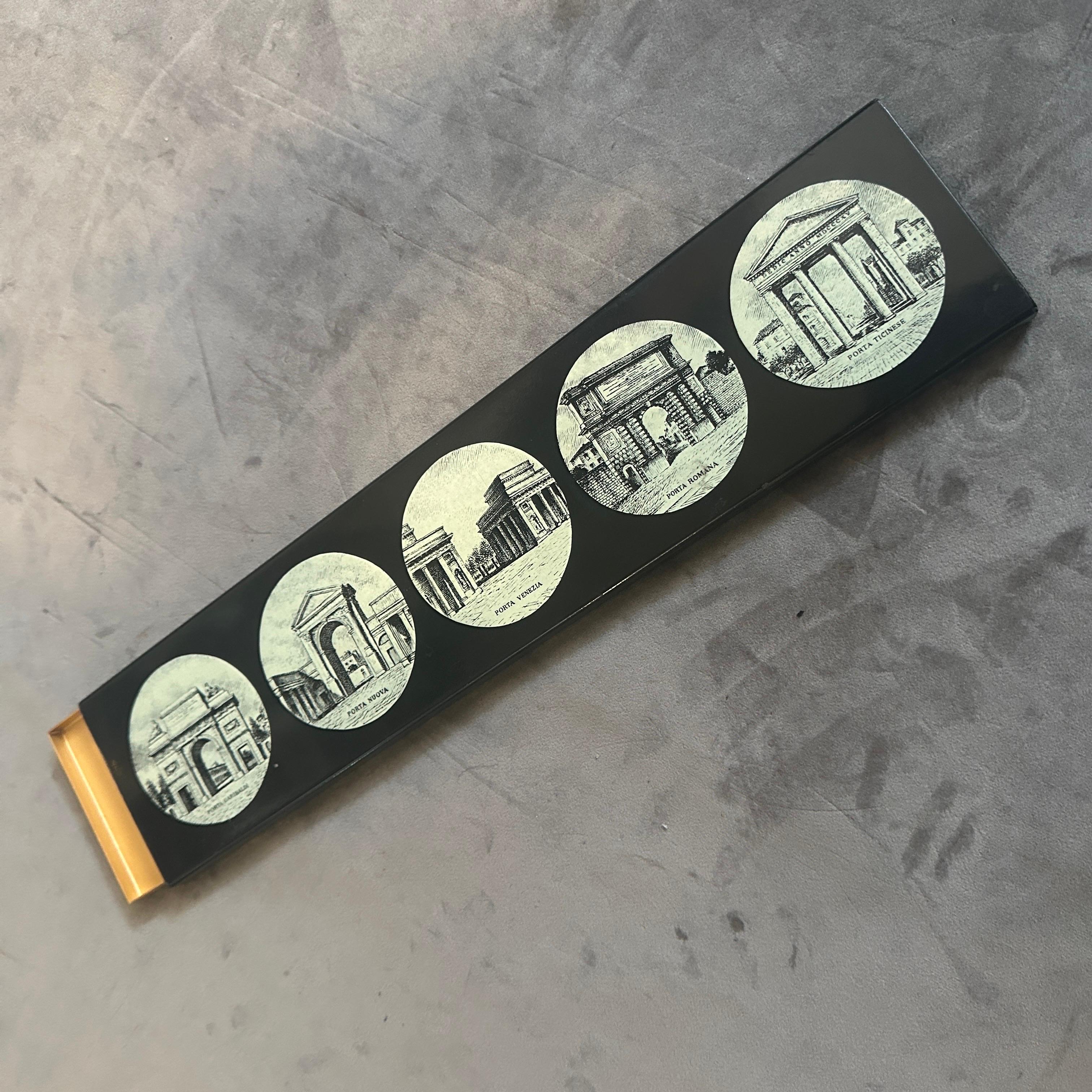 20th Century 1960s Mid-Century Modern Cigarette Box Le Porte Di Milano by Piero Fornasettì For Sale