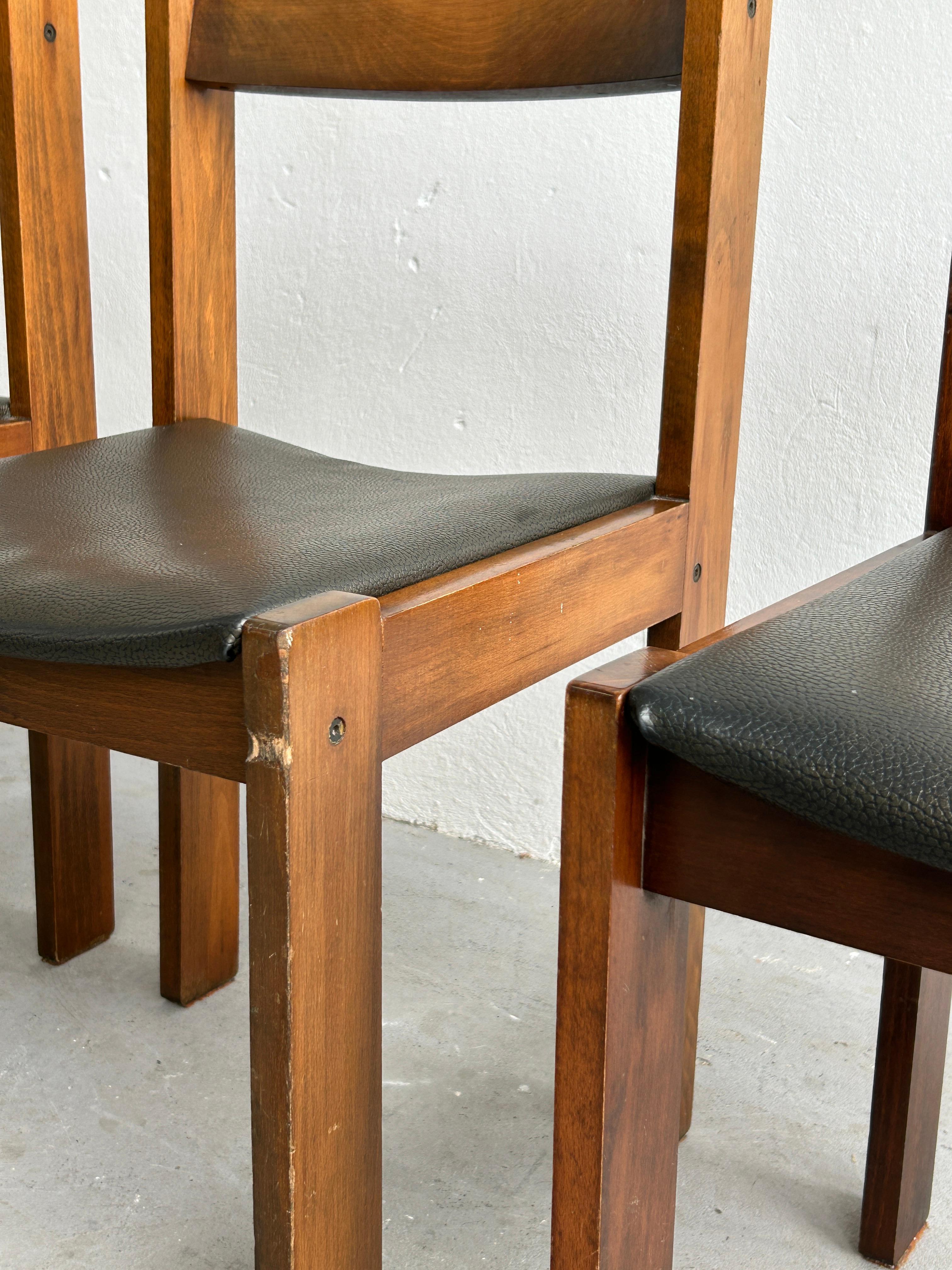 1960s Mid Century Modern Constructivist Dining Chairs in Style of Tobia Scarpa 4