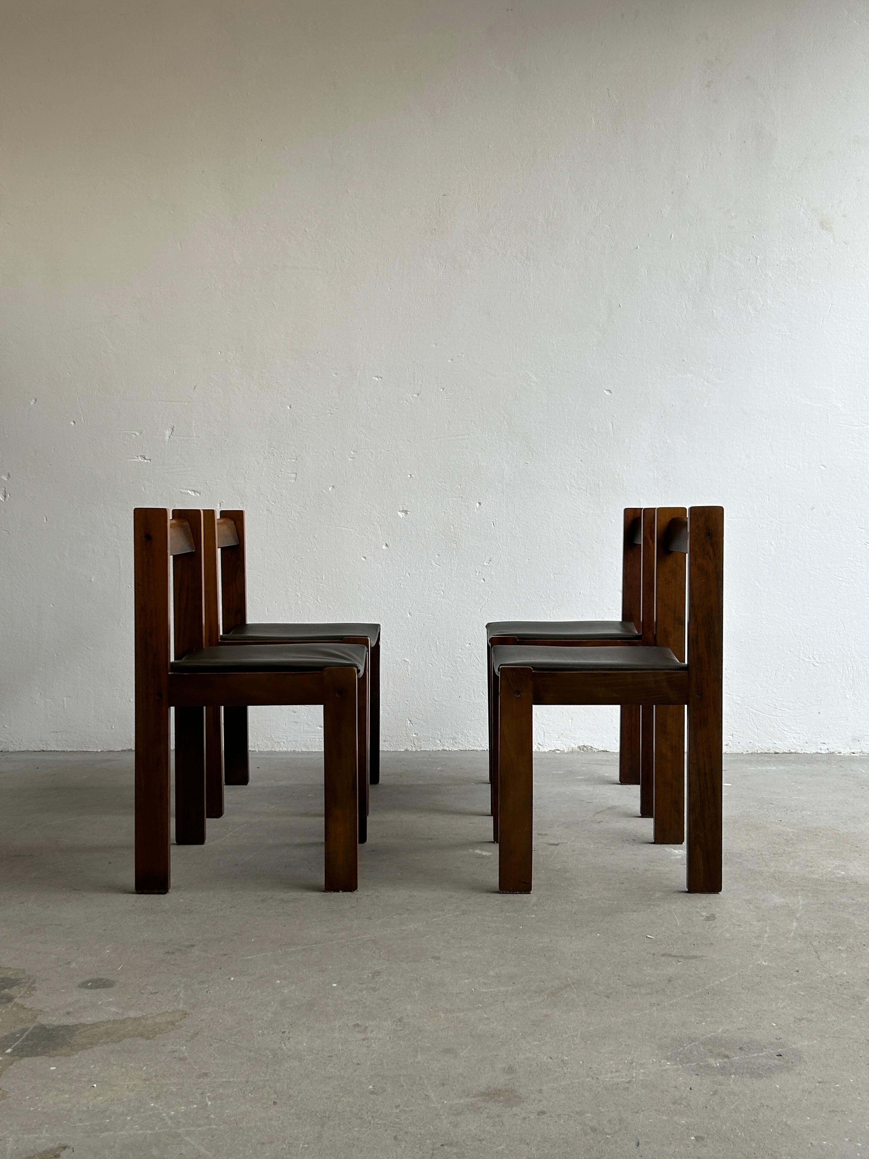 European 1960s Mid Century Modern Constructivist Dining Chairs in Style of Tobia Scarpa