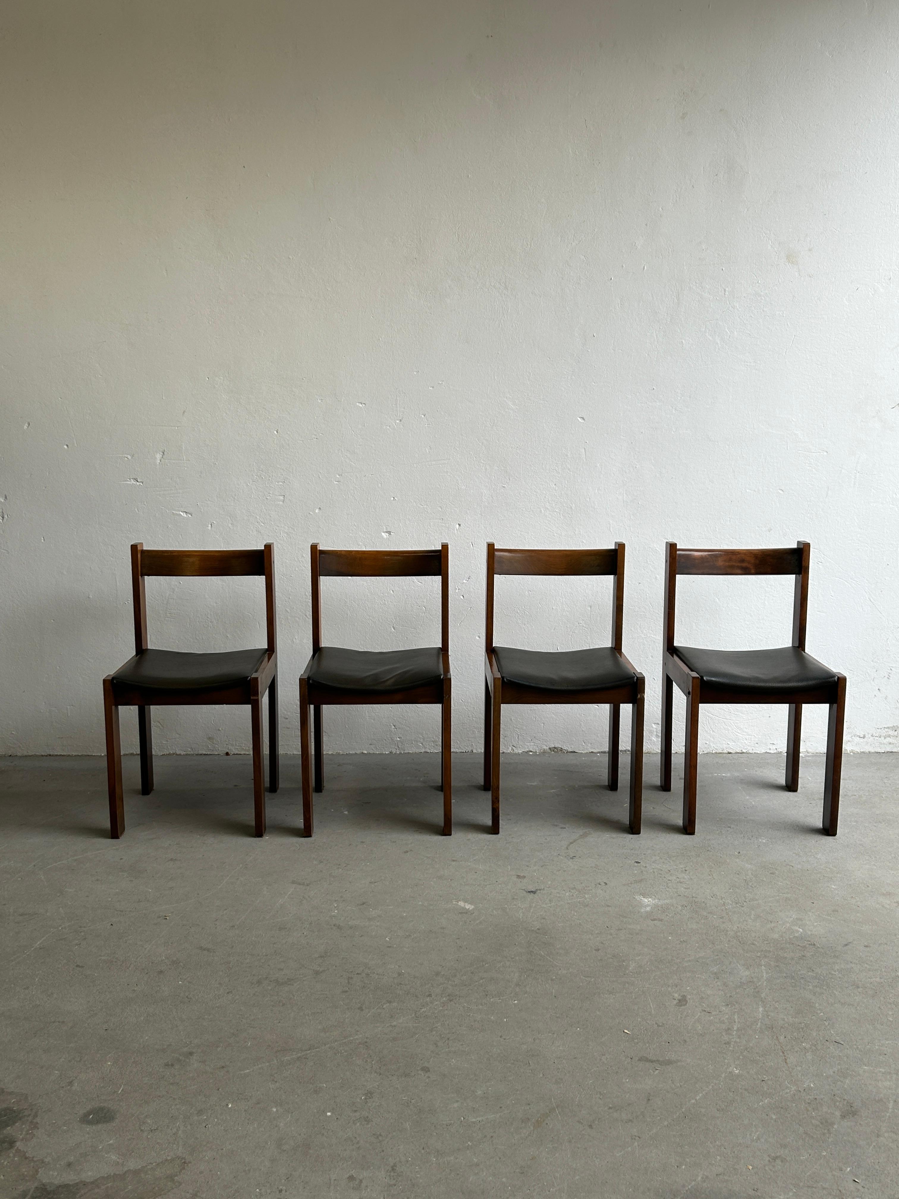 Mid-20th Century 1960s Mid Century Modern Constructivist Dining Chairs in Style of Tobia Scarpa
