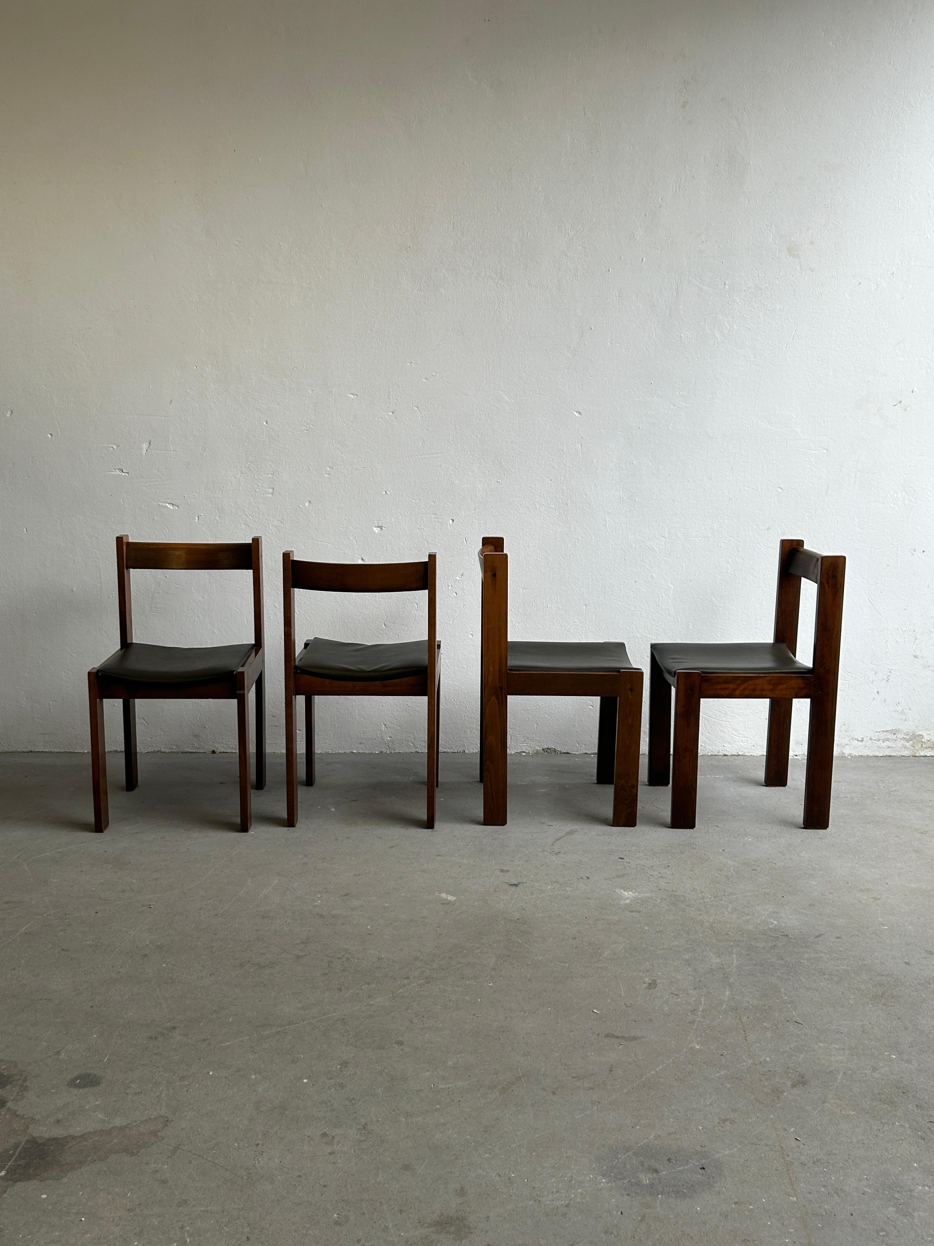1960s Mid Century Modern Constructivist Dining Chairs in Style of Tobia Scarpa 1