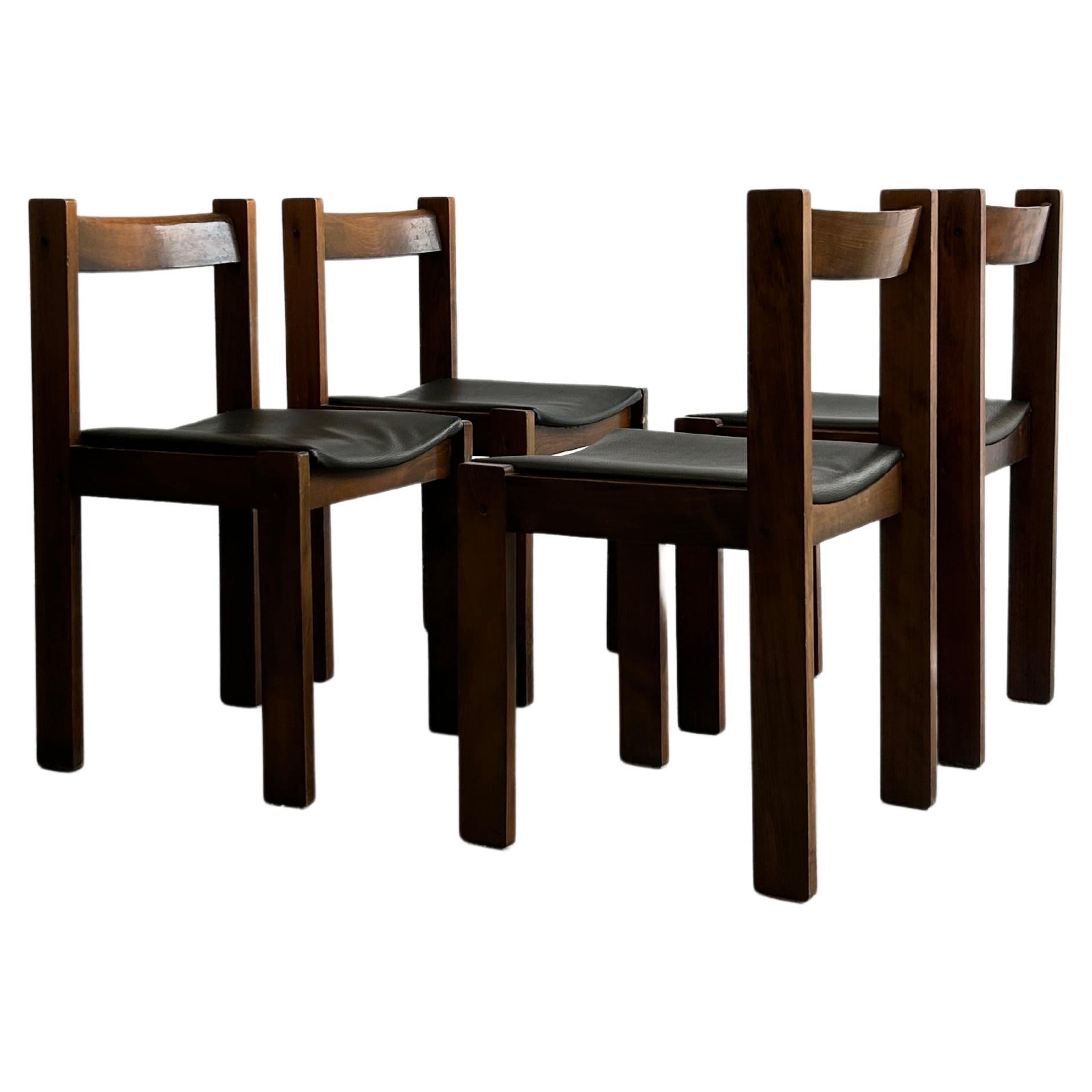 1960s Mid Century Modern Constructivist Dining Chairs in Style of Tobia Scarpa